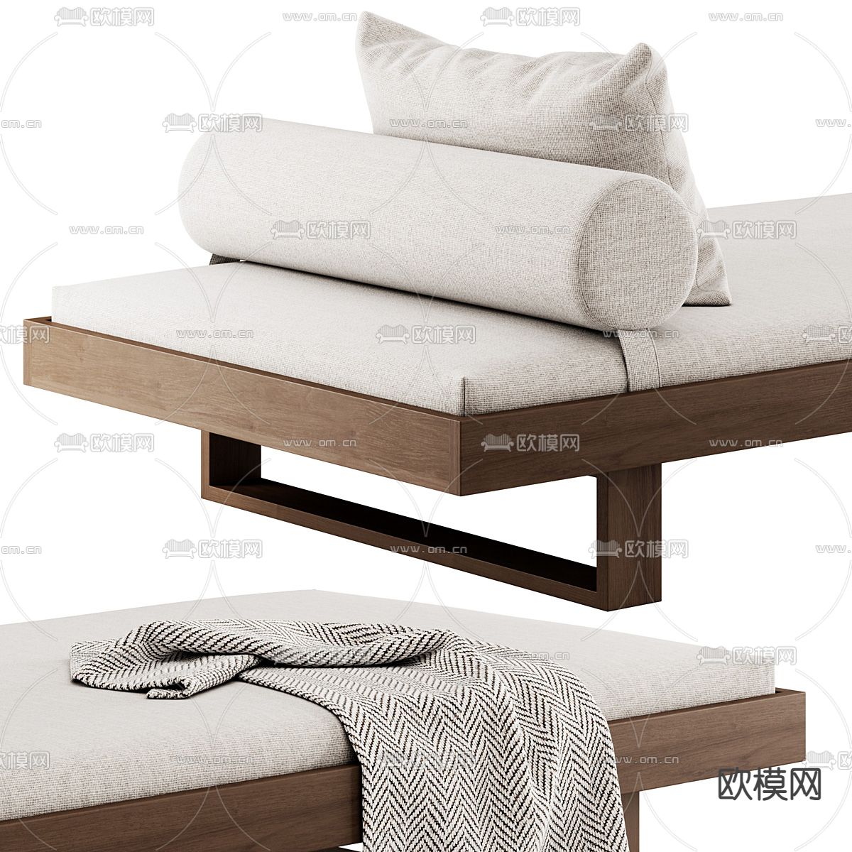 现代脚踏 床尾凳 沙发凳3d模型下载（渲染图3）