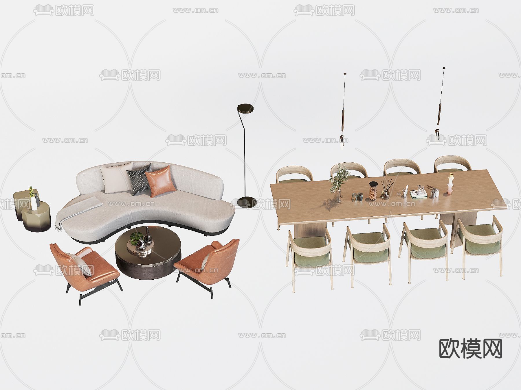 公共沙发 卡座沙发 休闲桌椅3d模型下载