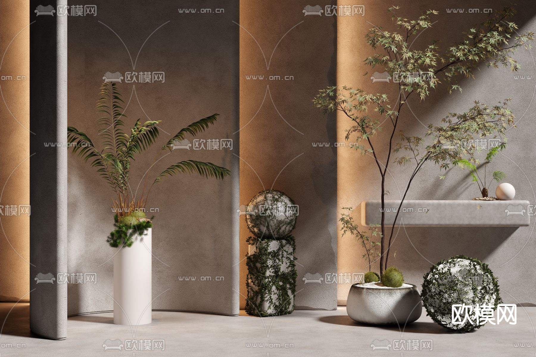 现代景观造景 植物堆 花坛su模型下载（渲染图2）