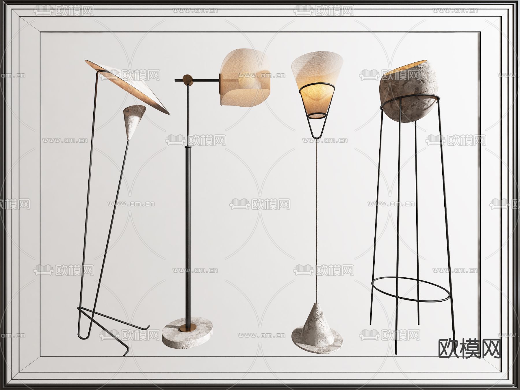 侘寂落地灯3d模型下载