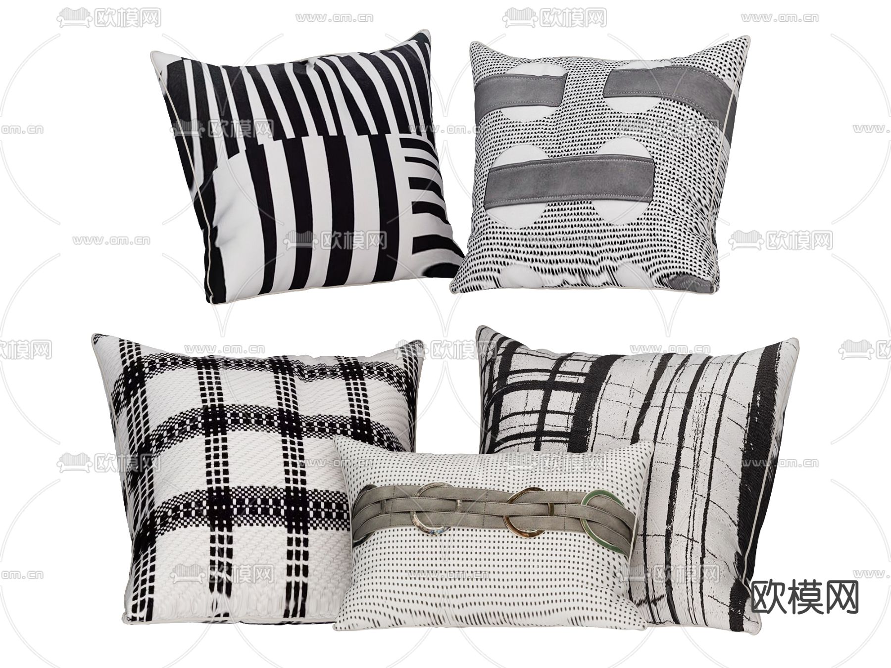 黑白抱枕 靠枕 枕头3d模型下载