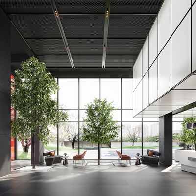  现代办公大厅su模型 