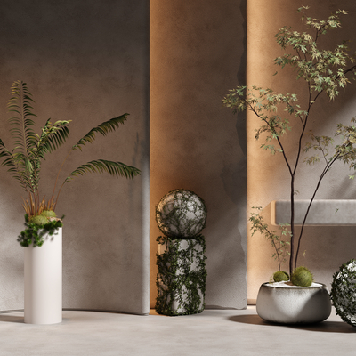  现代景观造景 植物堆 花坛su模型 