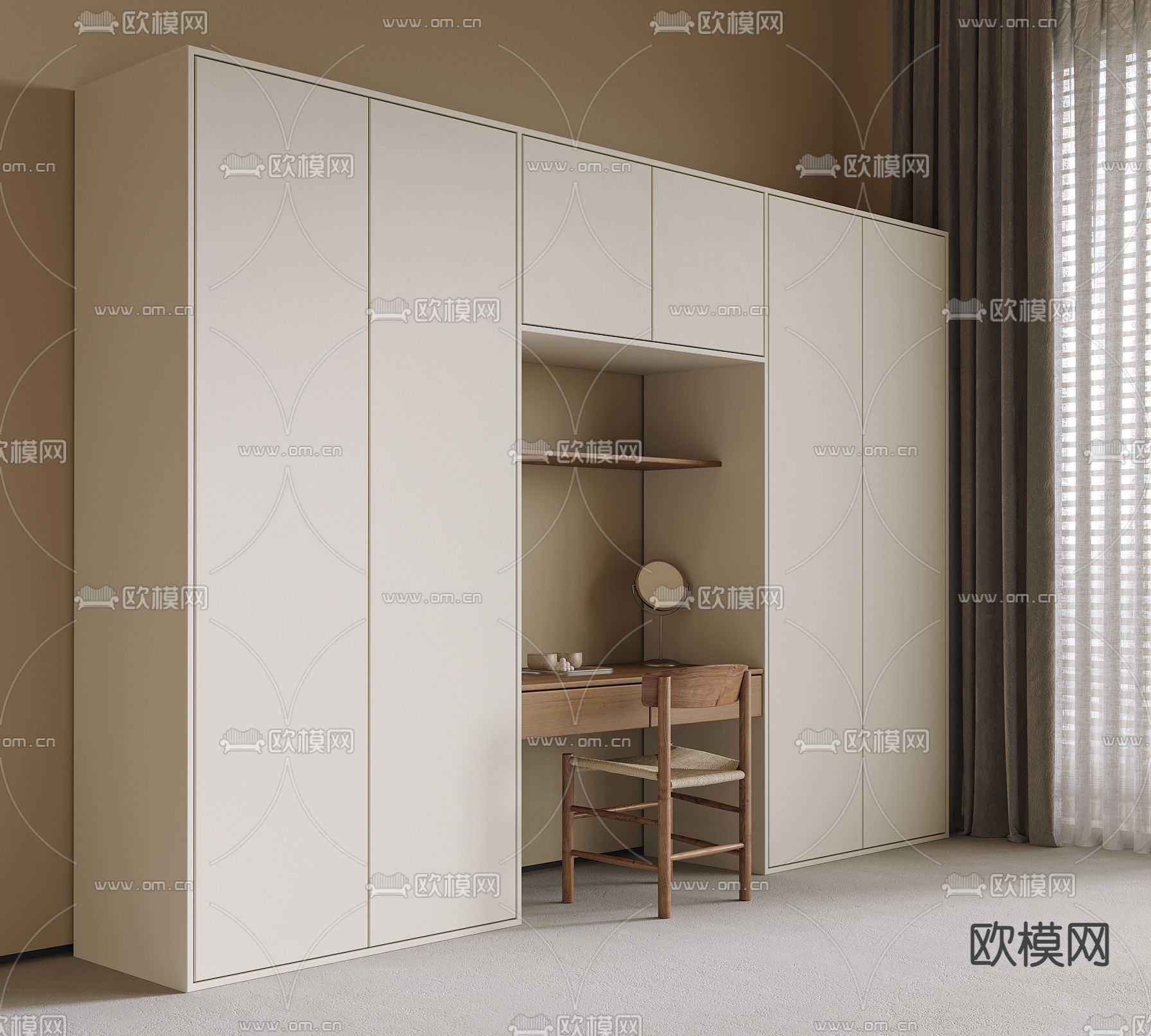 侘寂书桌 学习桌 写字台3d模型下载