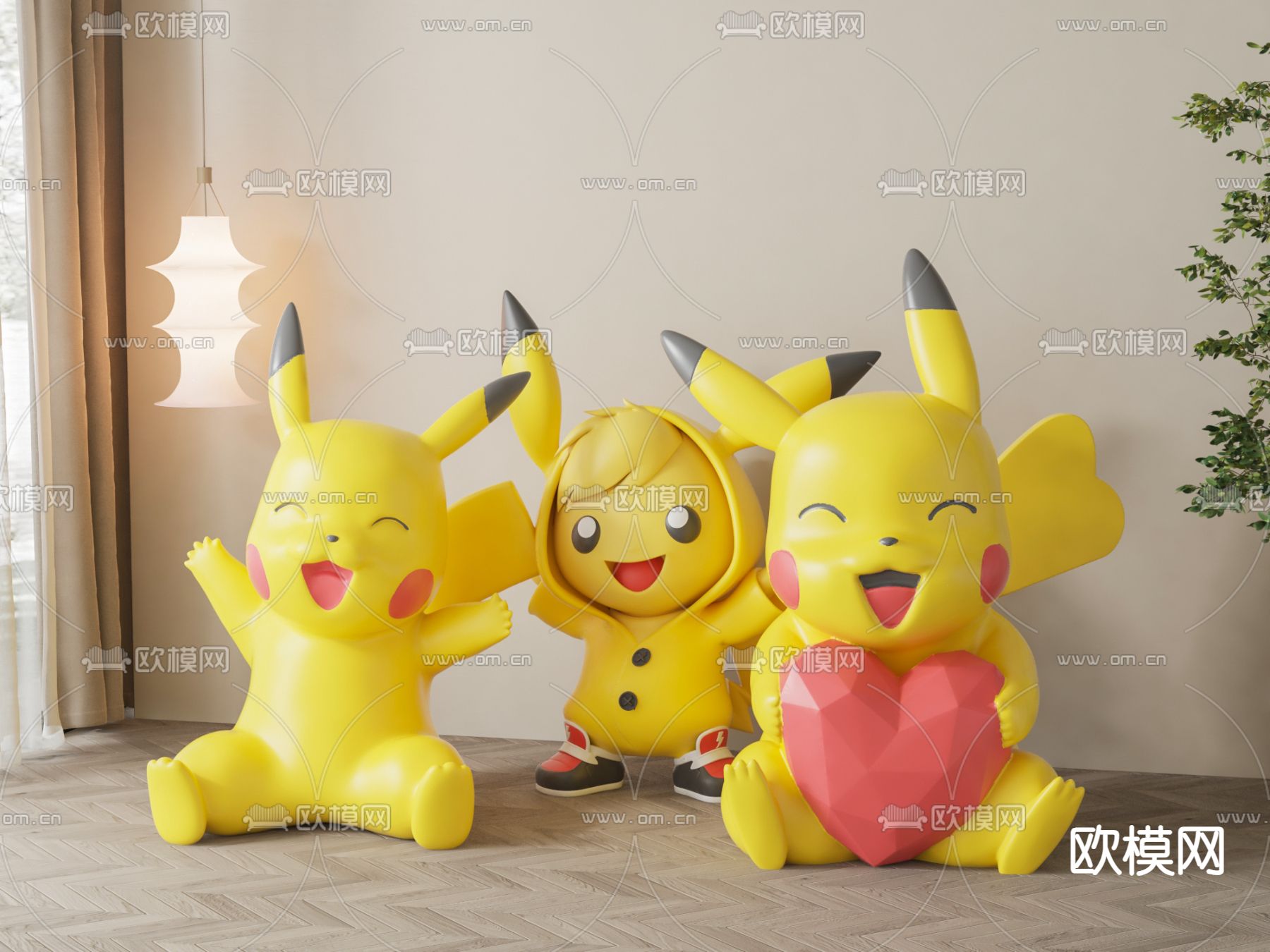 潮玩 雕塑摆件su模型下载（渲染图2）