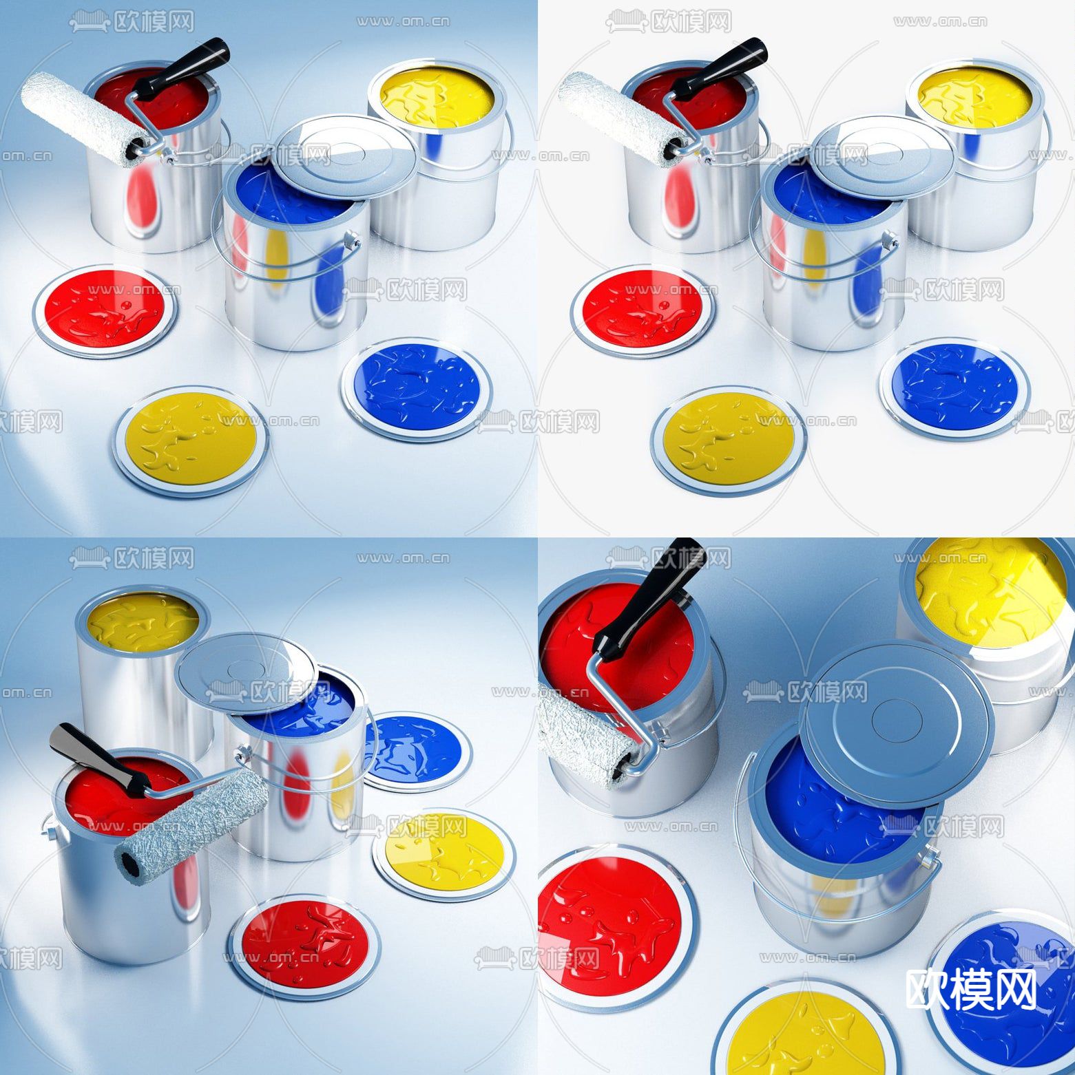 现代油漆罐 油漆桶su模型下载（渲染图2）