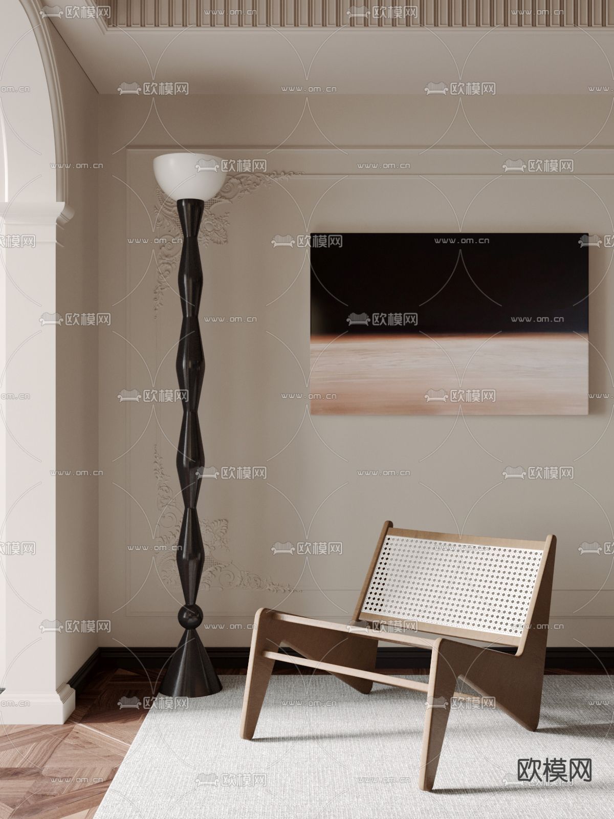 藤编椅子 休闲椅 挂画3d模型下载