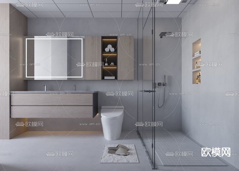 现代卫生间 浴室3d模型下载