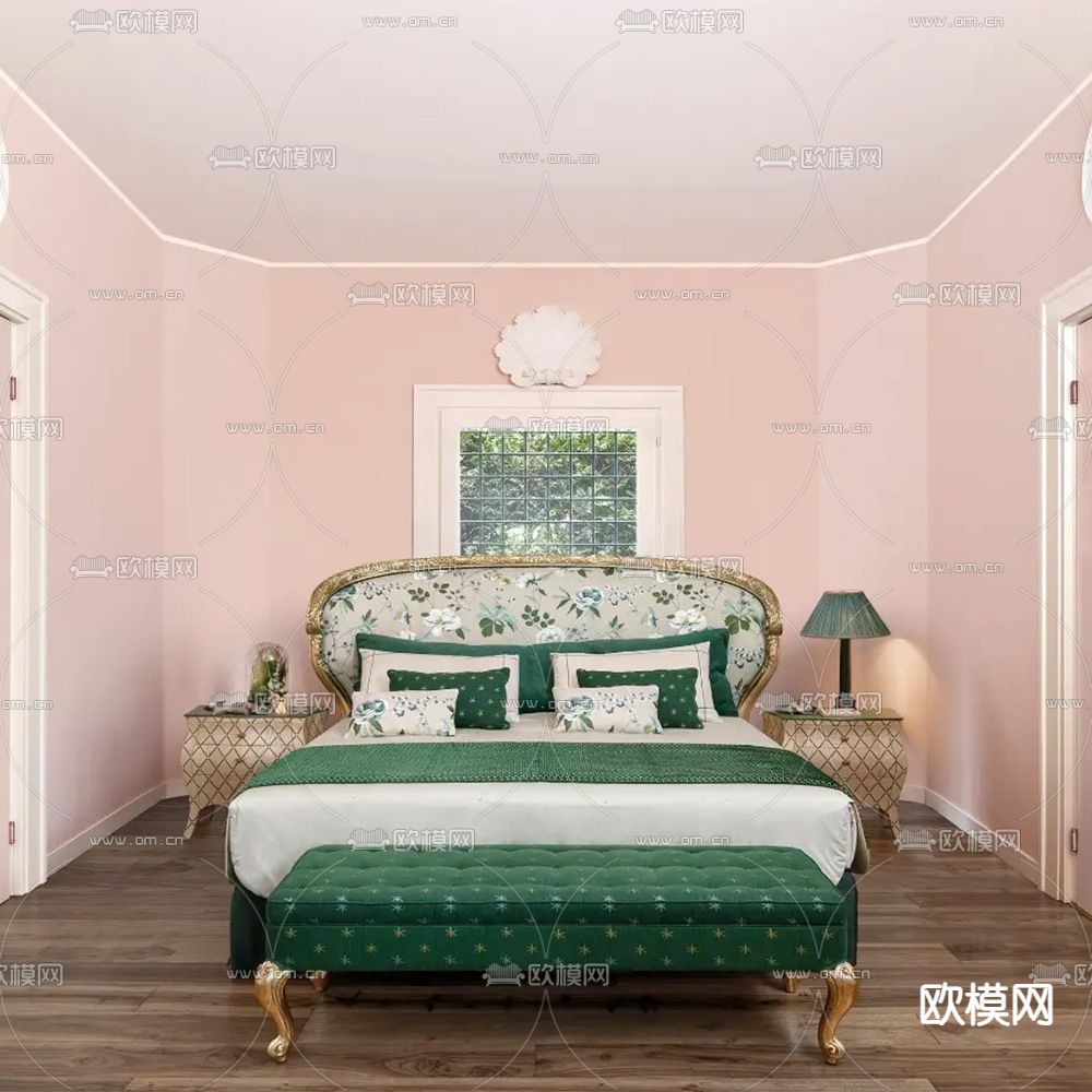 Bellotti Ezio 美式双人床3d模型下载（渲染图2）