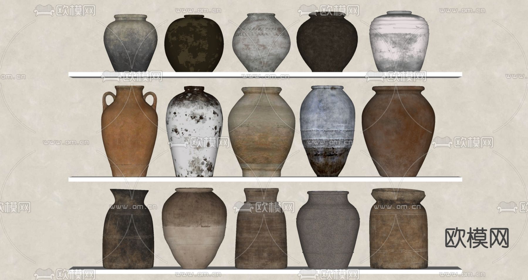 侘寂风陶罐 罐子 器皿su模型下载（渲染图1）