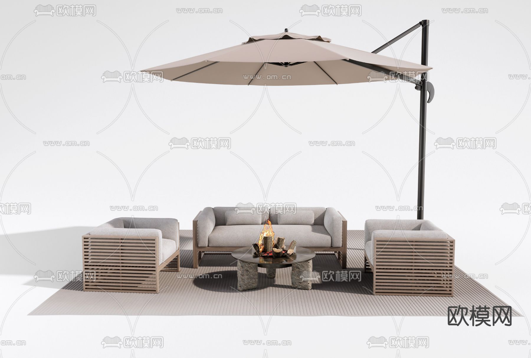 户外沙发 庭院沙发 遮阳伞3d模型下载