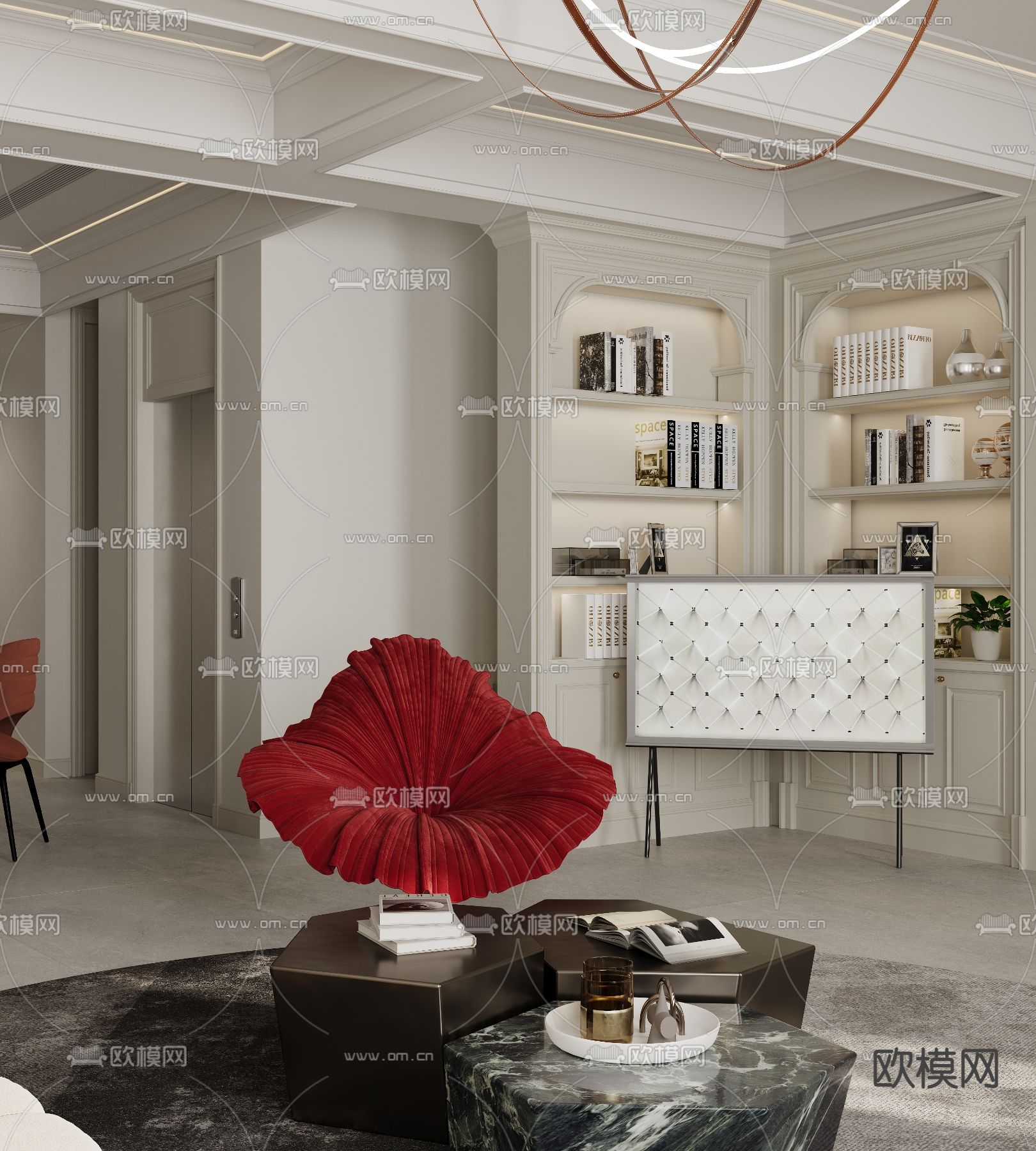 美式客餐厅3d模型下载（渲染图4）