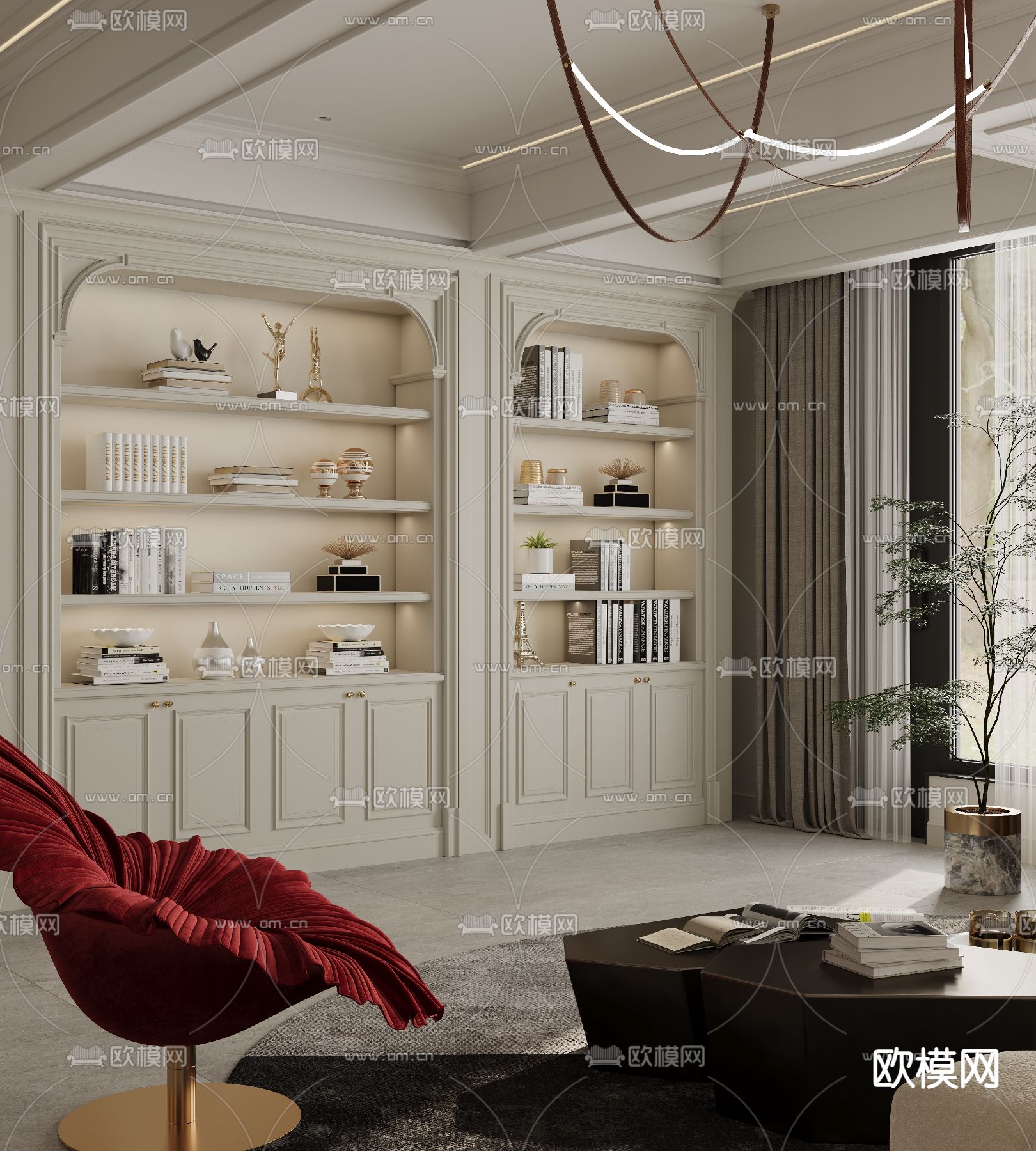 美式客餐厅3d模型下载（渲染图6）