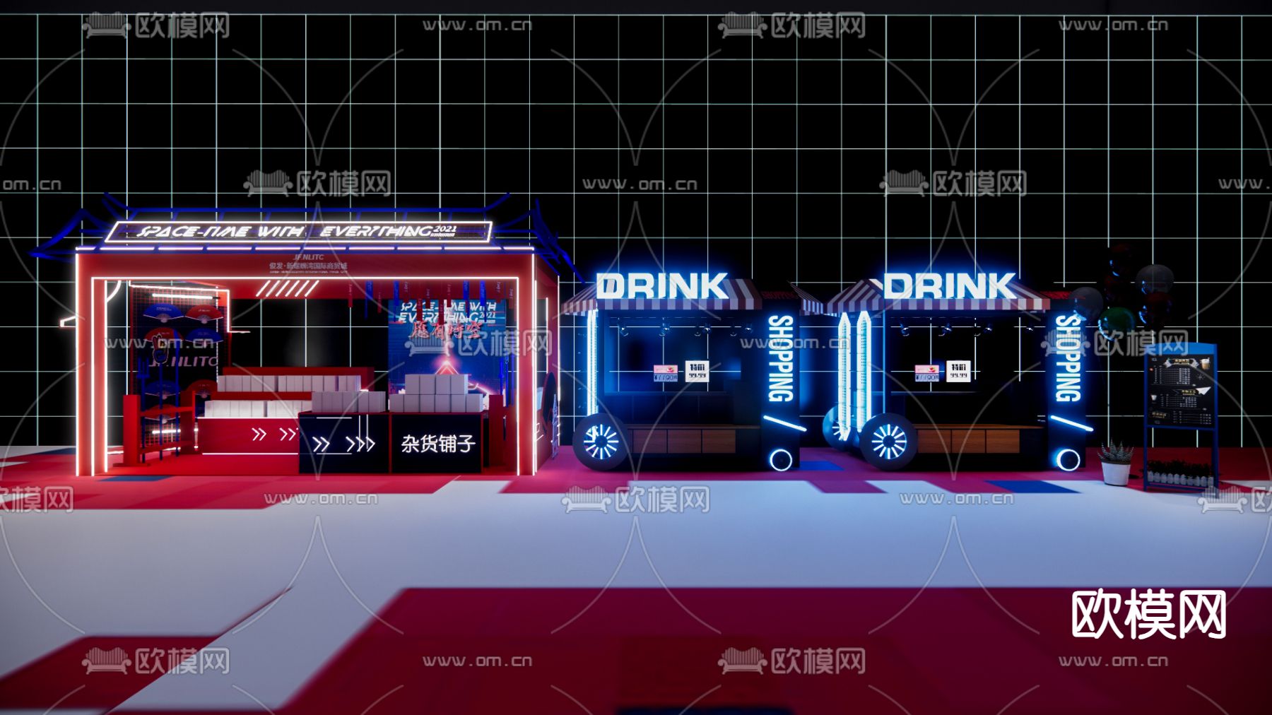 现代商业美陈 网红打卡su模型下载（渲染图2）