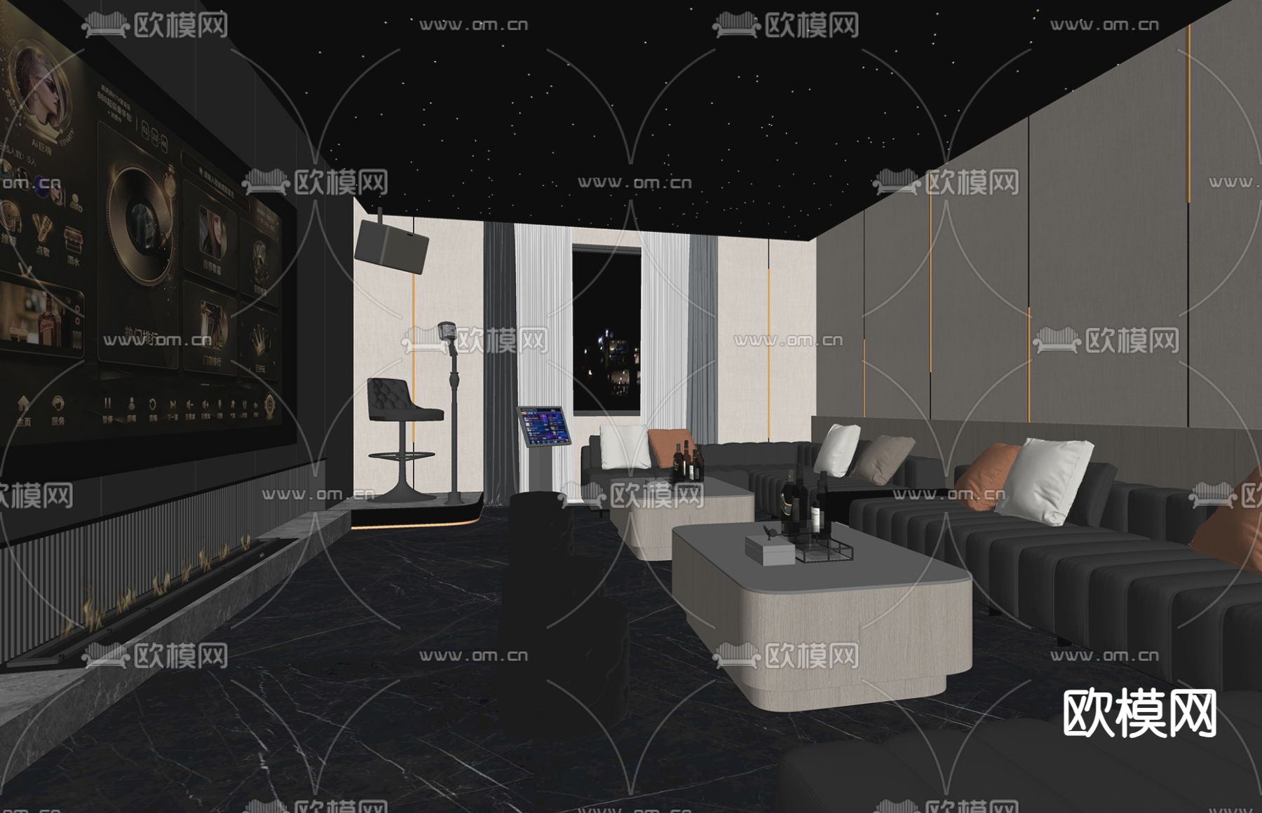 现代KTV包厢su模型下载（渲染图1）