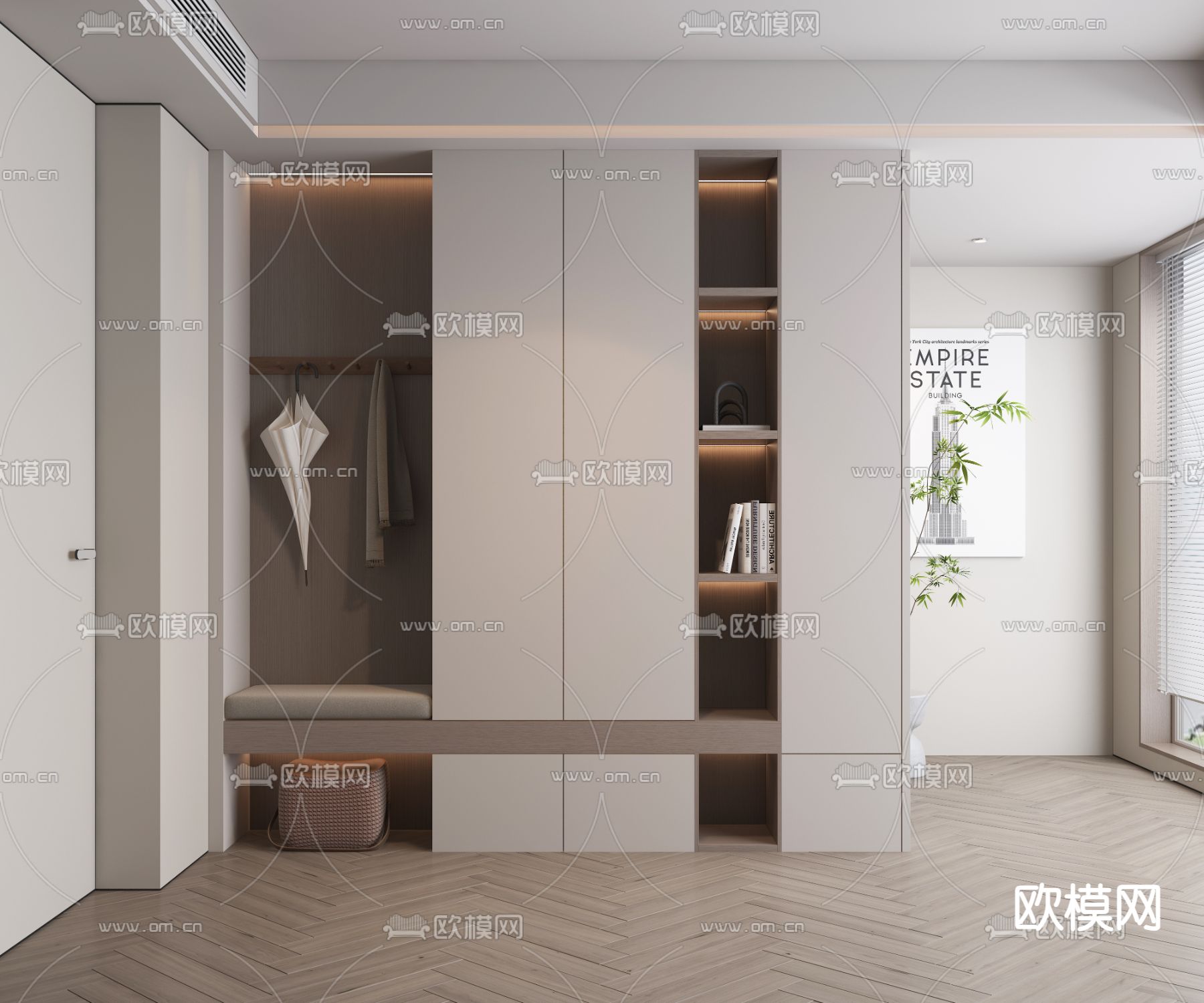 玄关鞋柜 换鞋凳3d模型下载