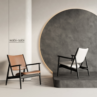 侘寂风休闲椅su模型