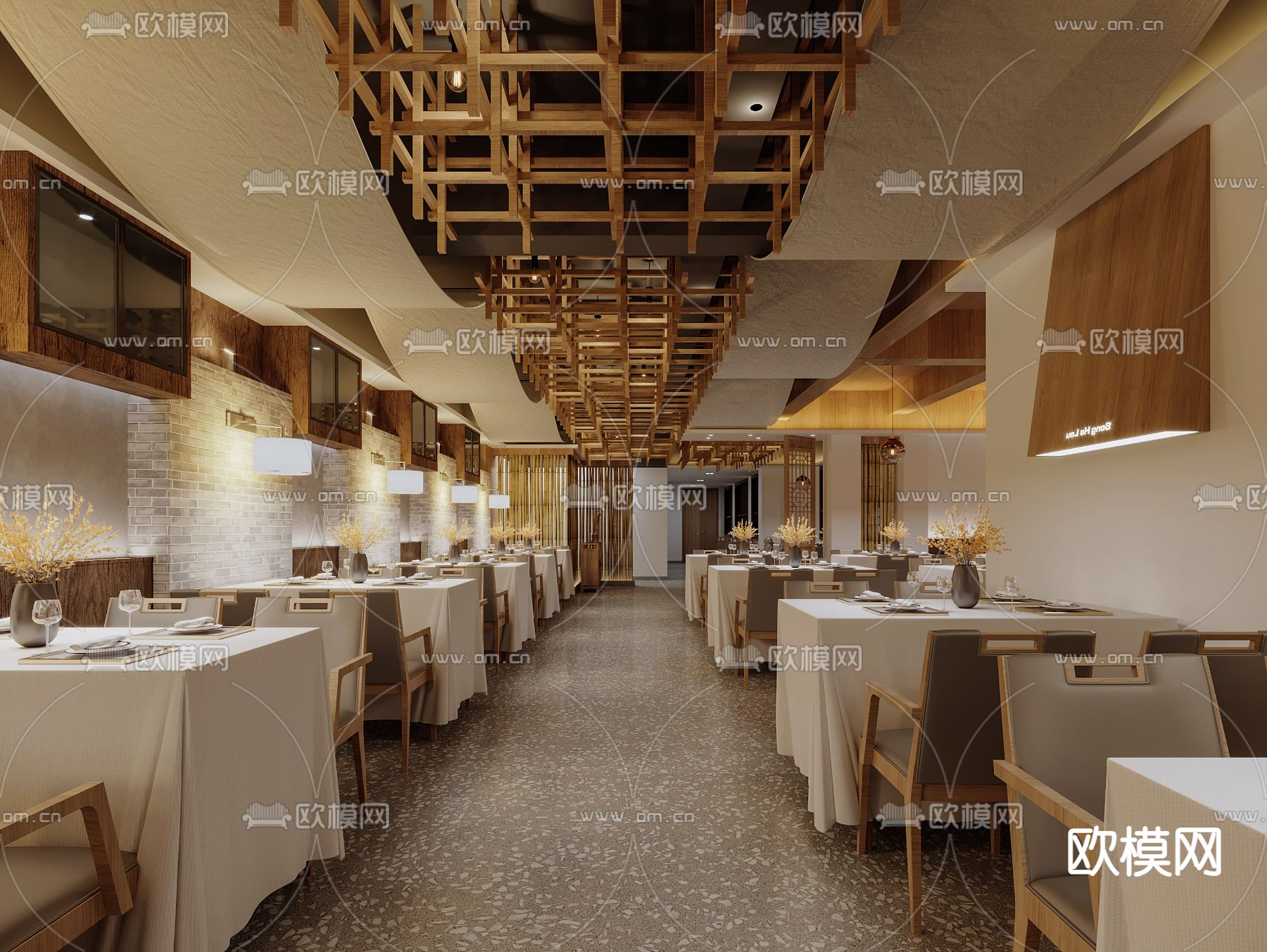 中餐厅 川菜馆 酒楼3d模型下载（渲染图1）