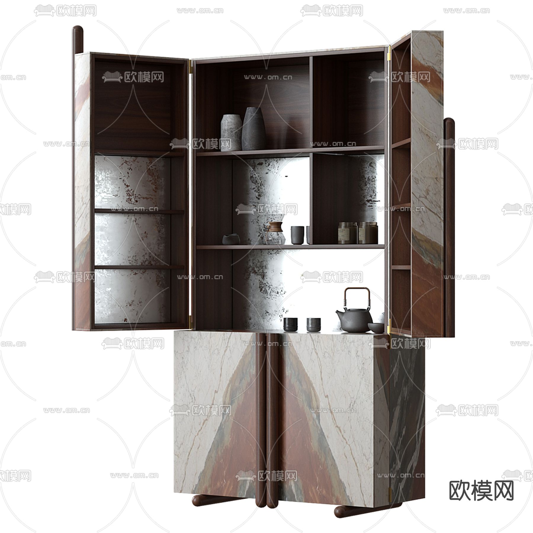 侘寂餐边柜 茶水柜3d模型下载