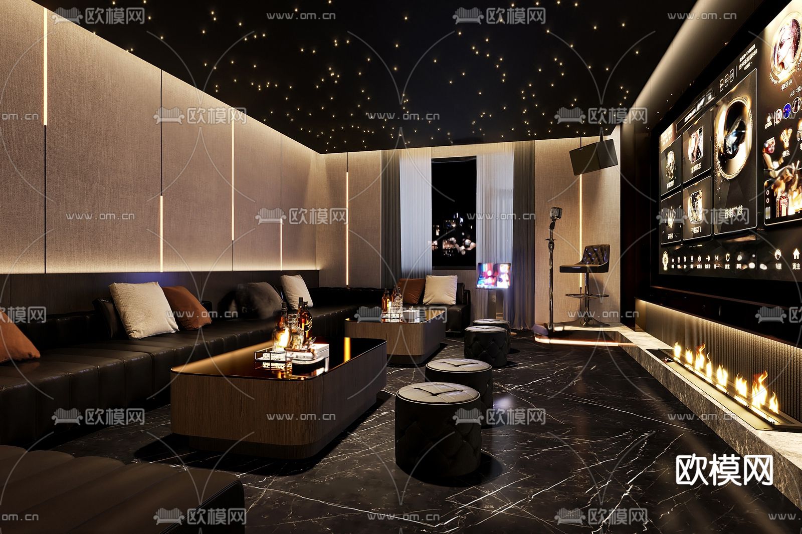 现代KTV包厢su模型下载（渲染图2）