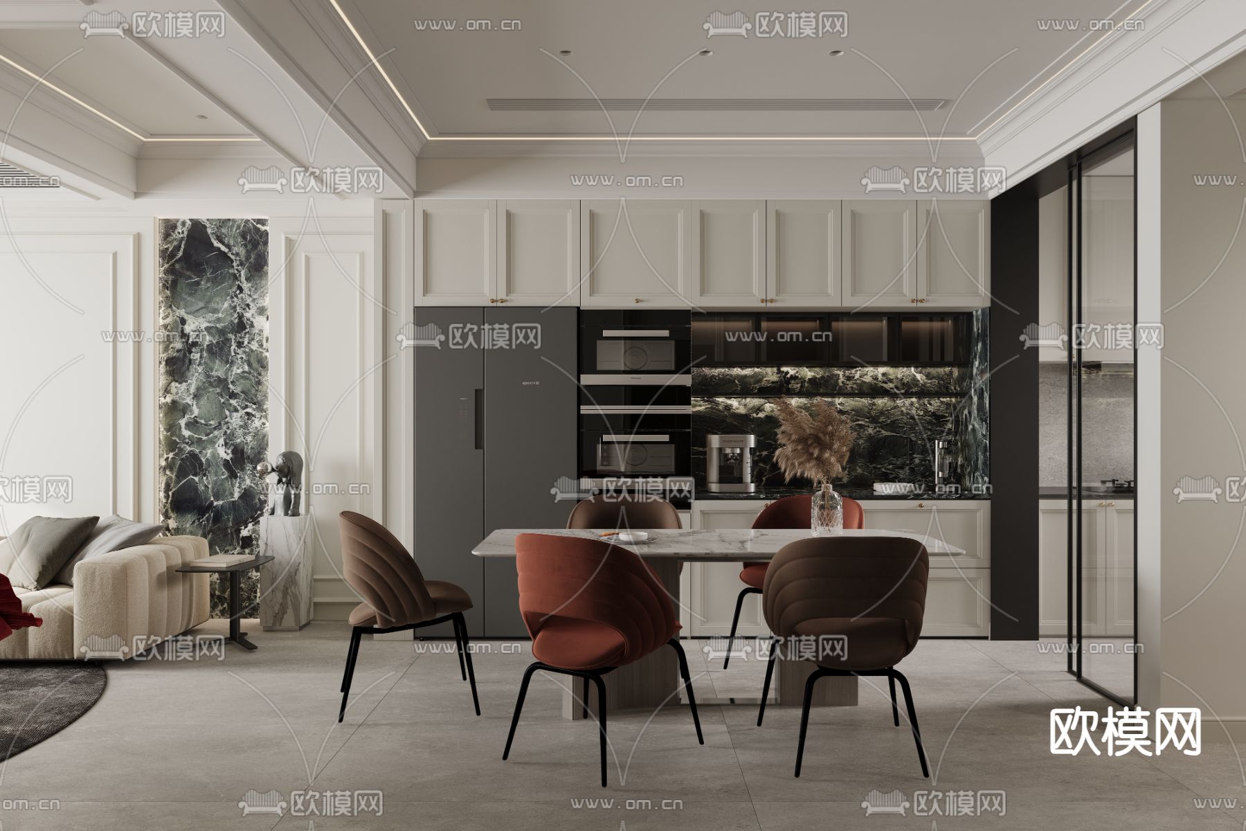 美式客餐厅3d模型下载（渲染图5）