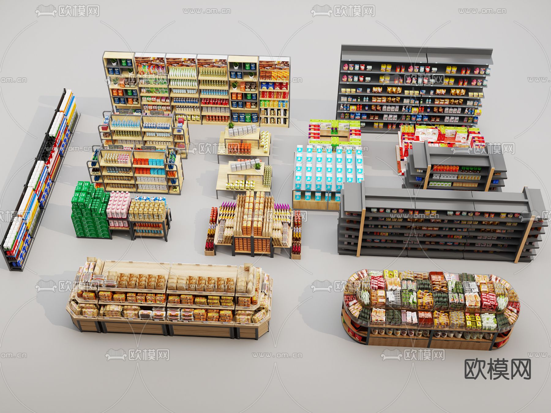 超市货架 零食架 展柜3d模型下载