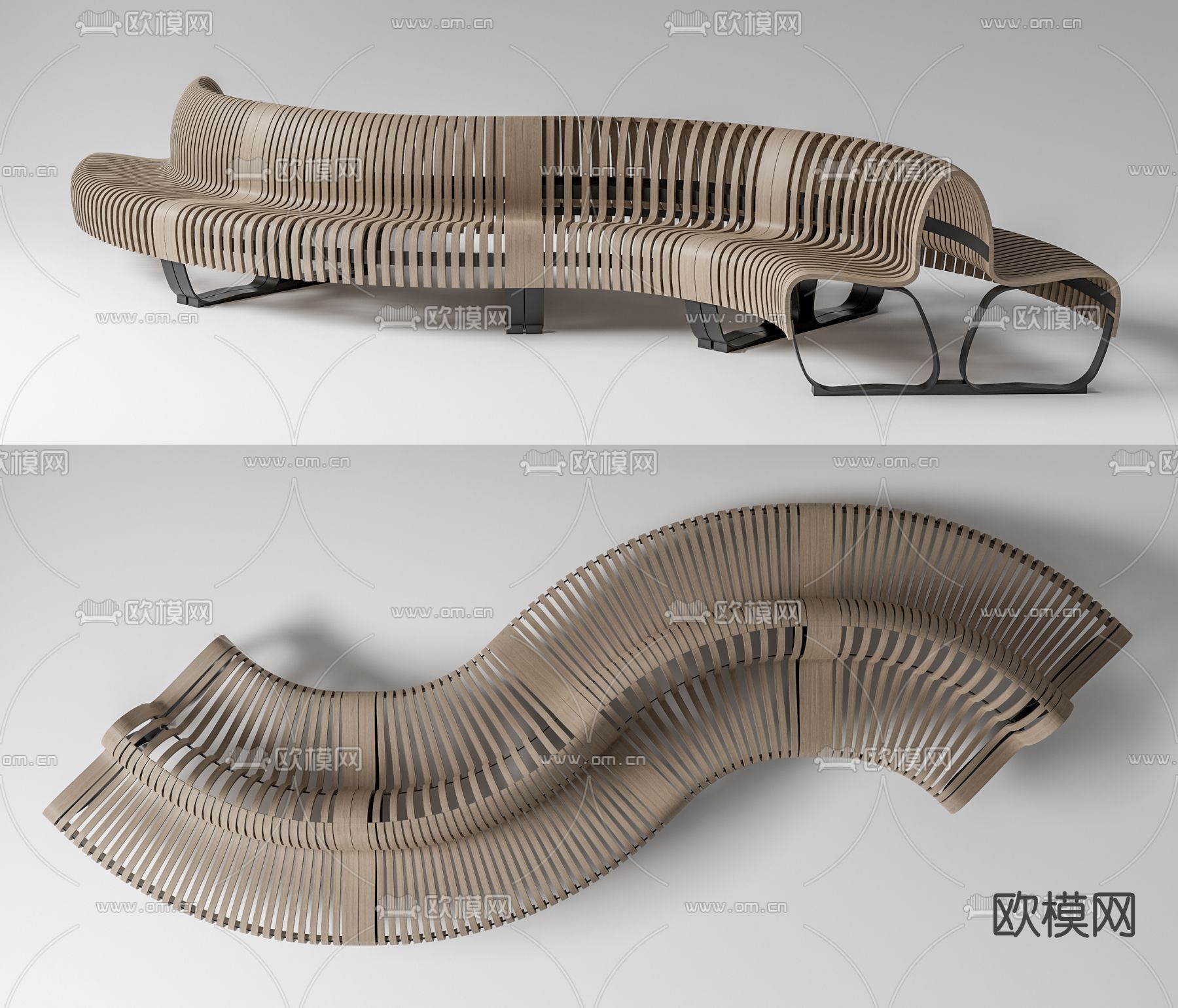 异形长凳 公共座椅 景观长凳3d模型下载
