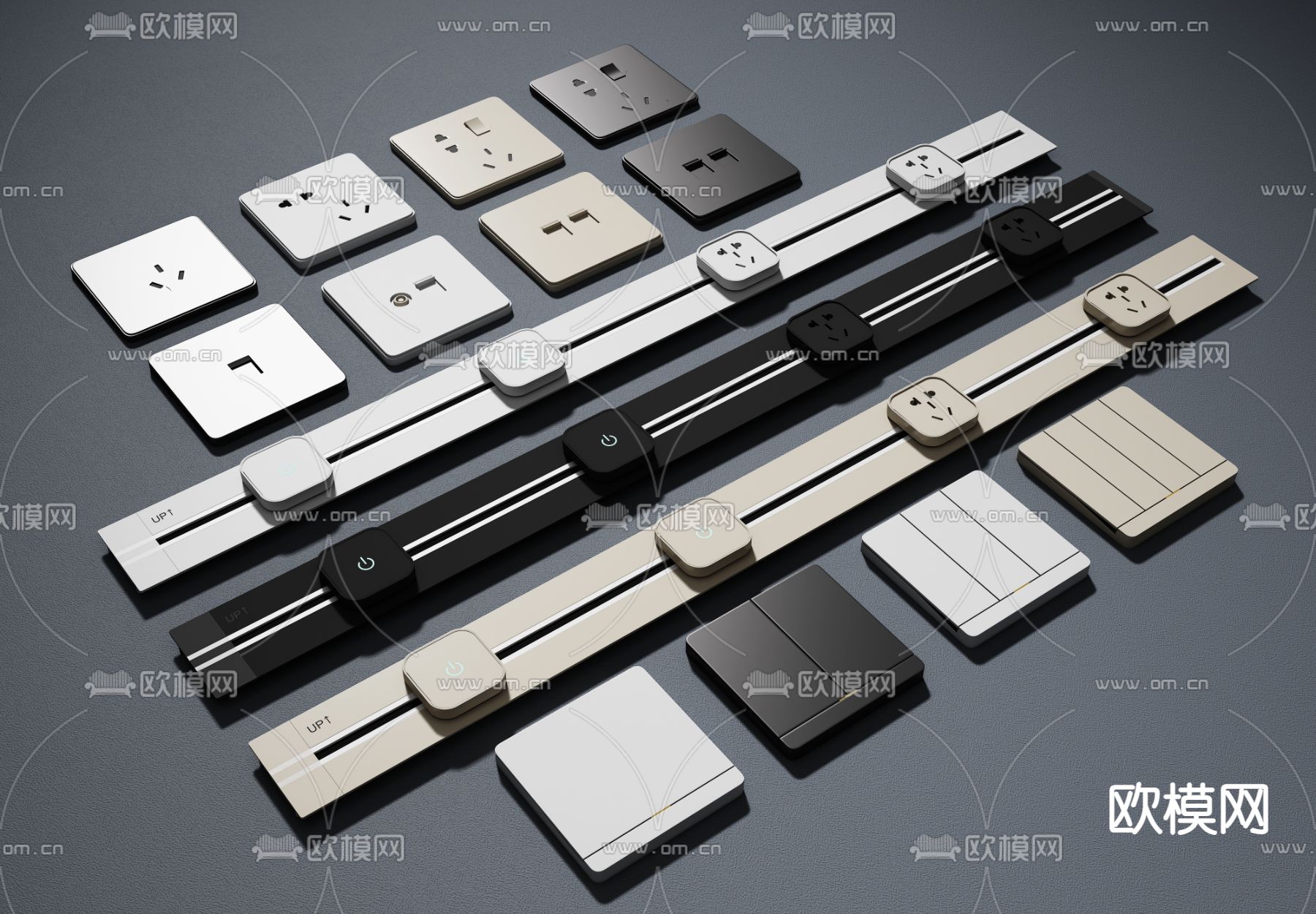 开关 智能面板 轨道插座3d模型下载