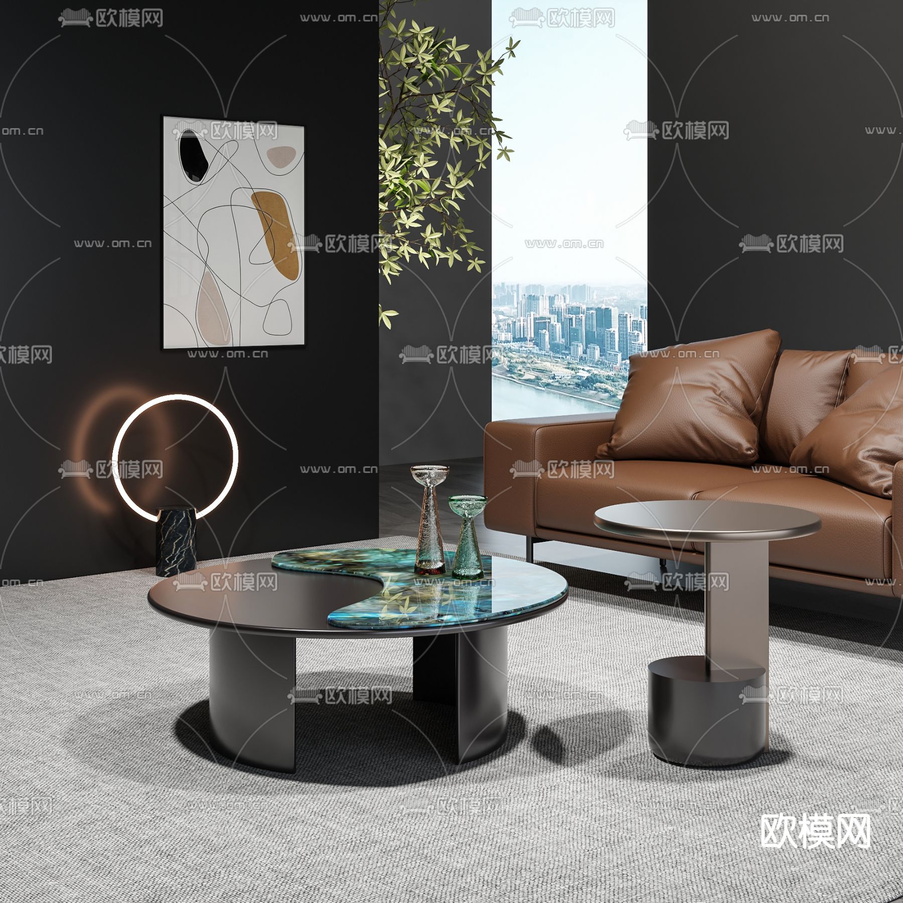 子母茶几3d模型下载