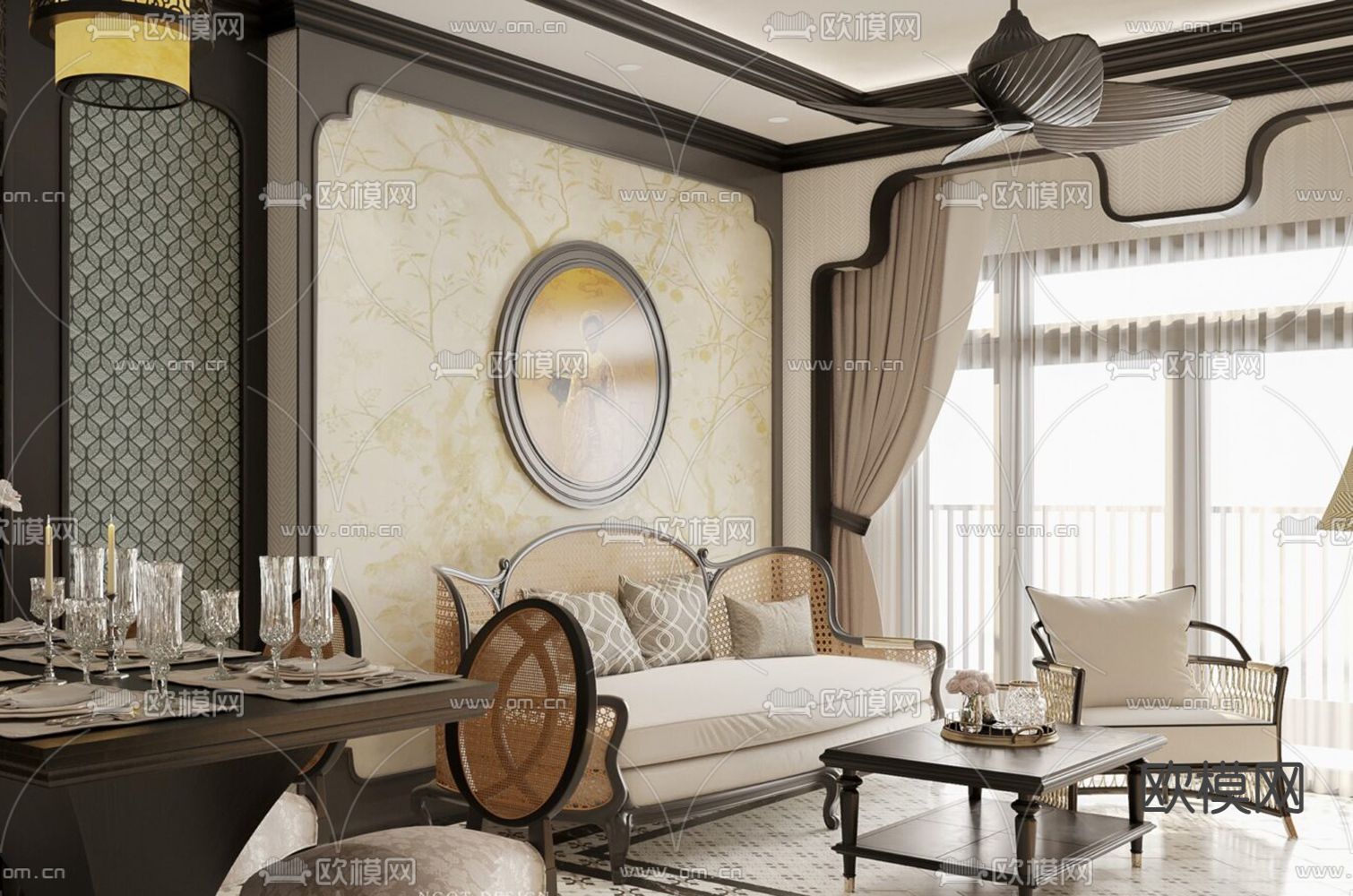 东南亚客厅3d模型下载