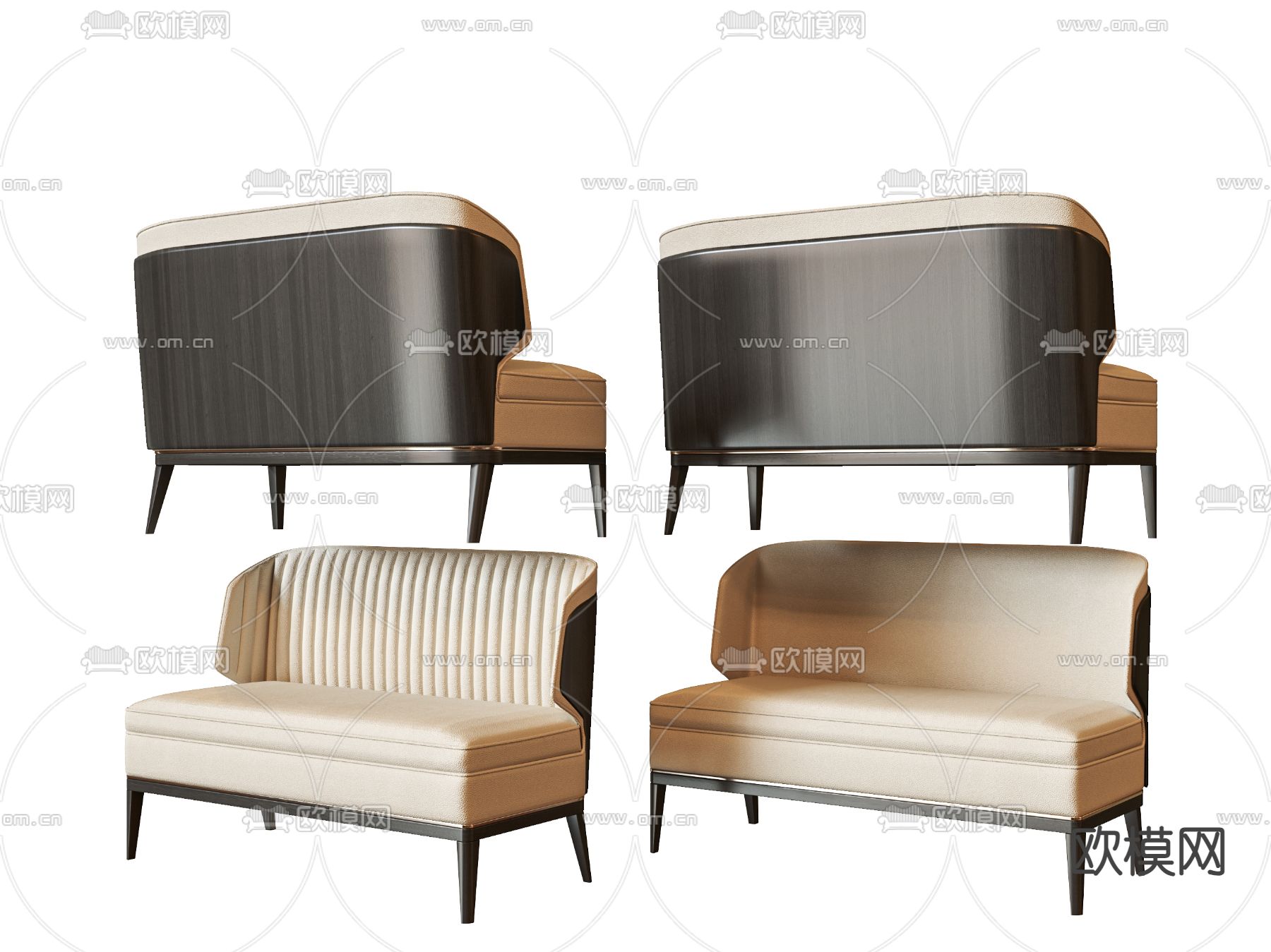 卡座沙发 卡位 双人沙发3d模型下载