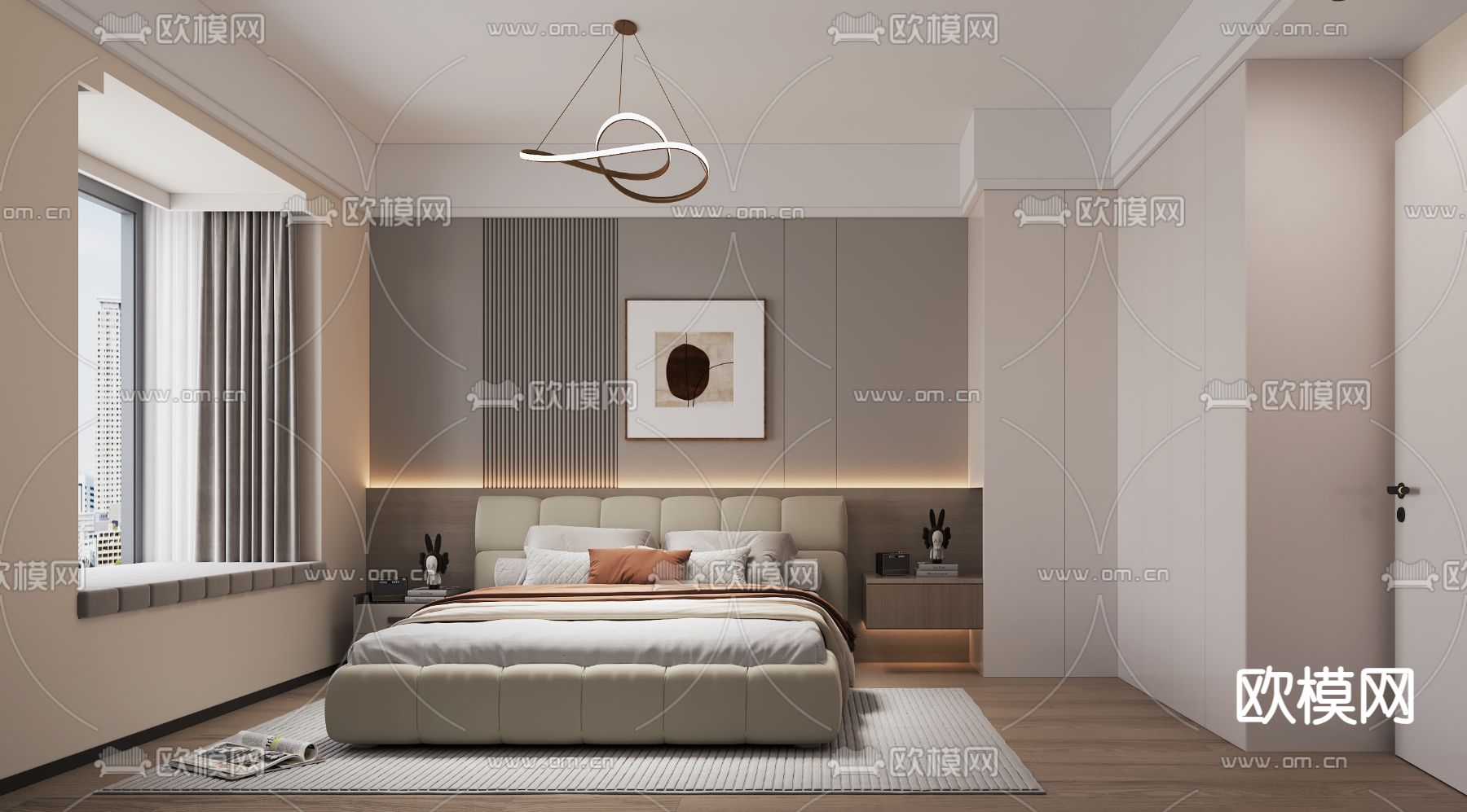 现代卧室 次卧免费3d模型下载