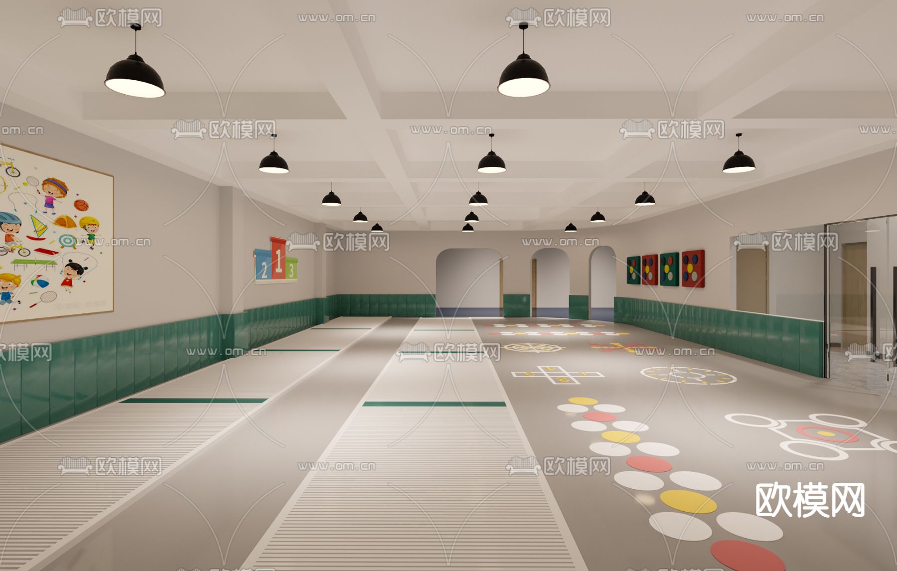 少儿击剑教室3d模型下载（渲染图2）