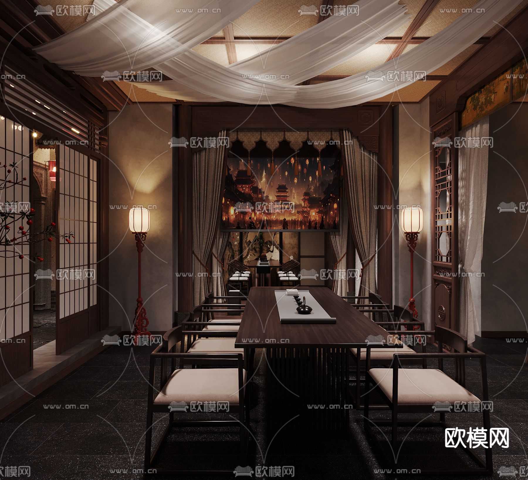 中式剧本杀3d模型下载（渲染图2）