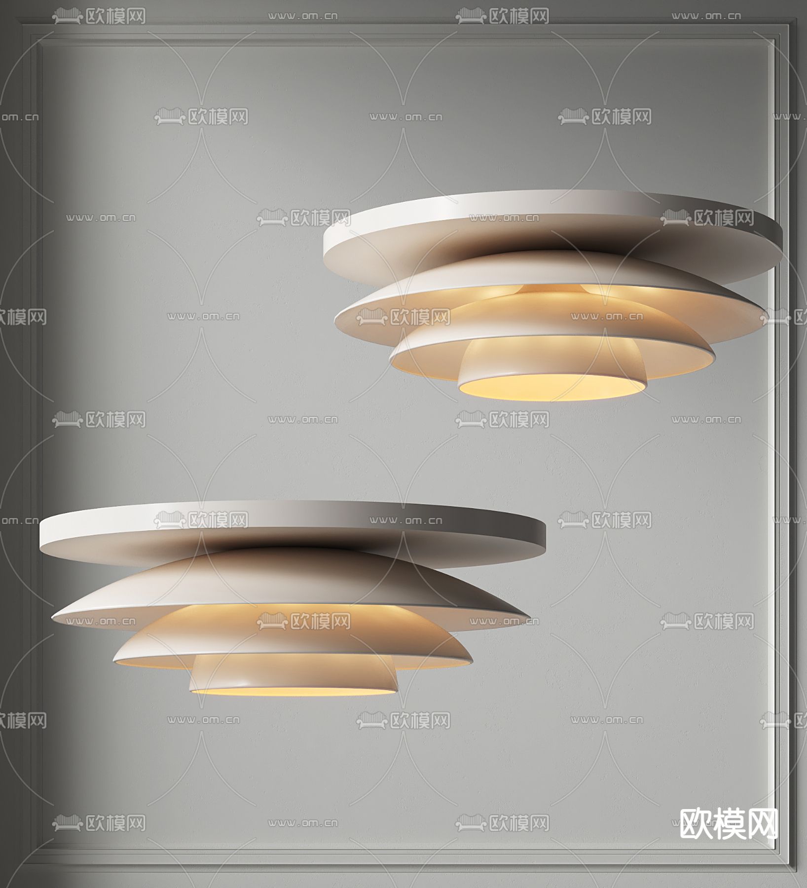 奶油风吸顶灯su模型下载（渲染图1）