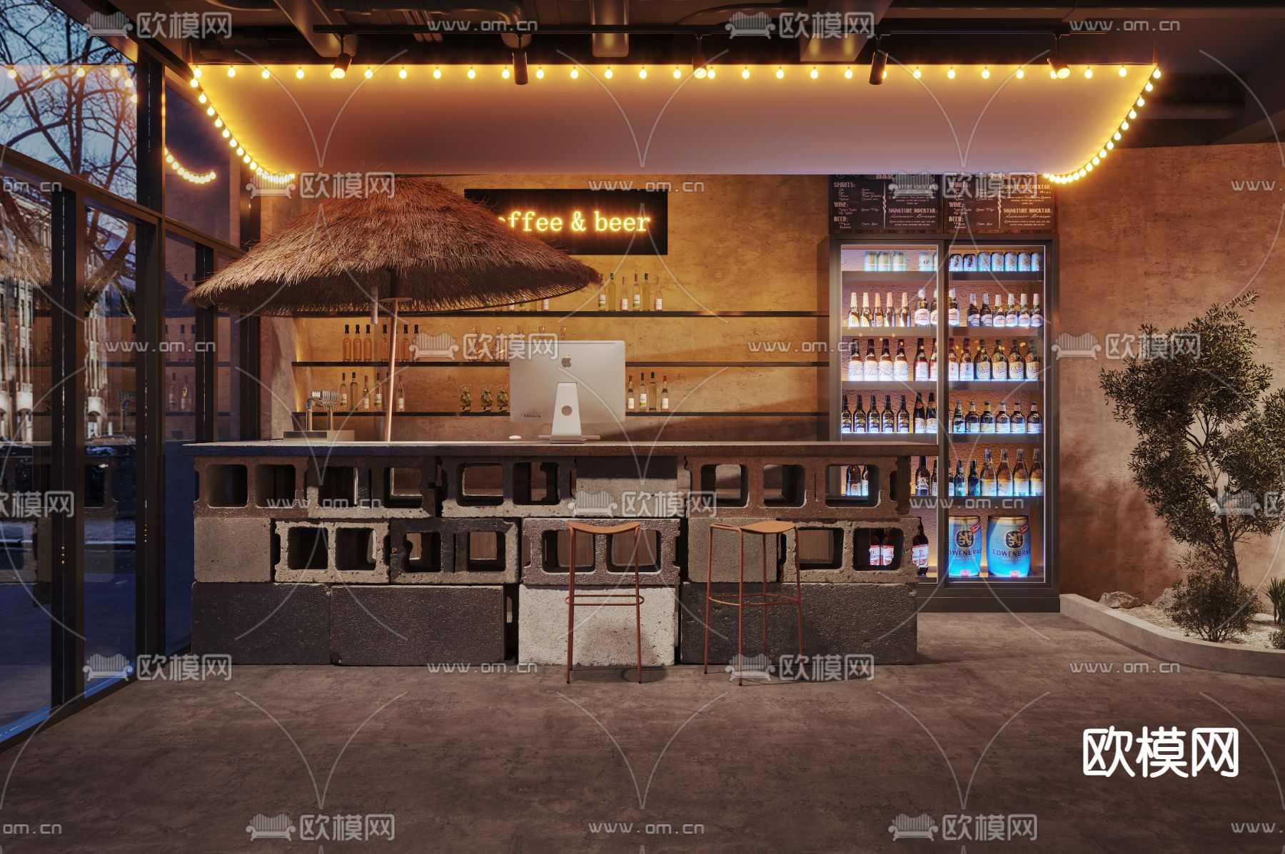 露营风餐厅 网红餐厅3d模型下载（渲染图1）