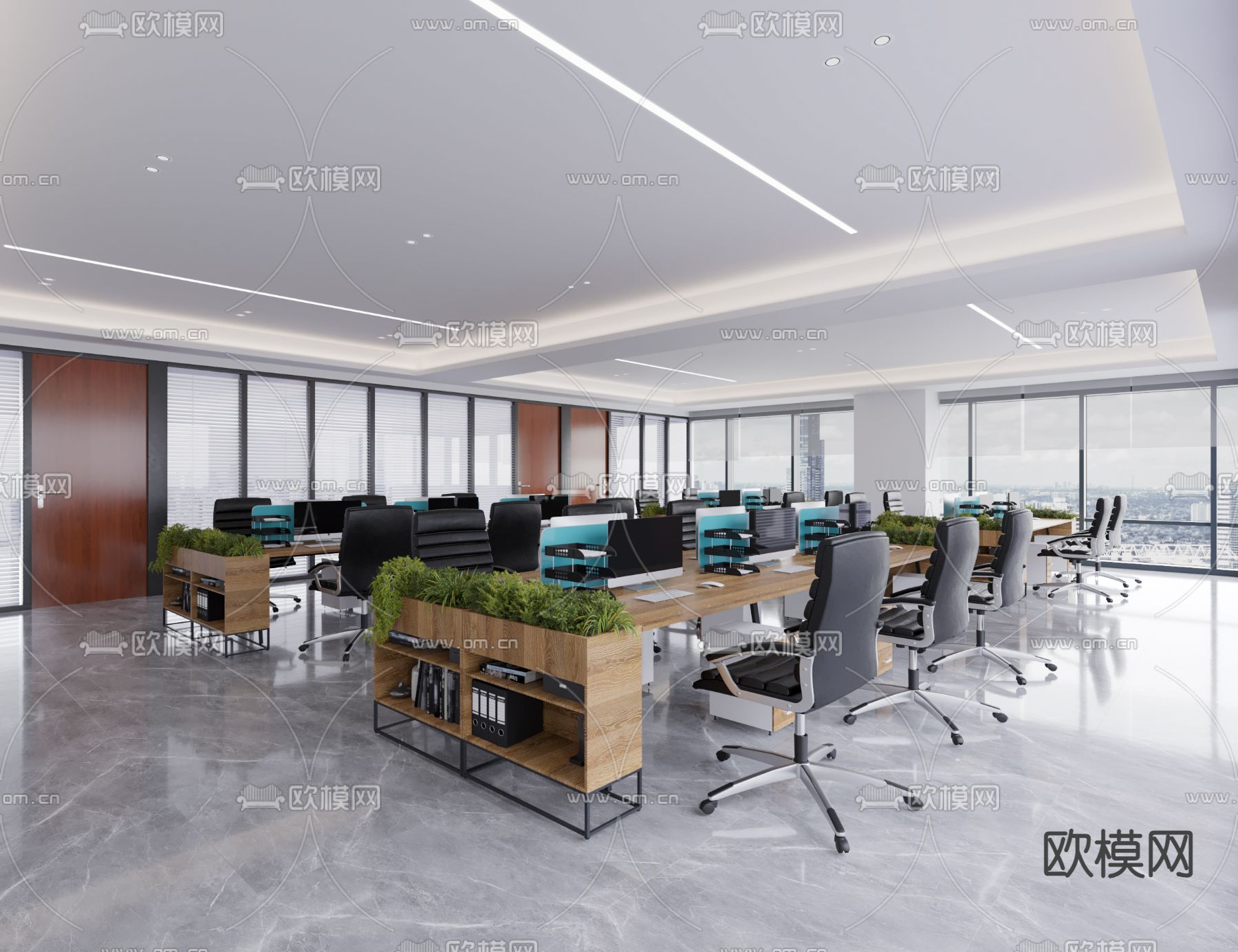 敞开办公区 办公室3d模型下载