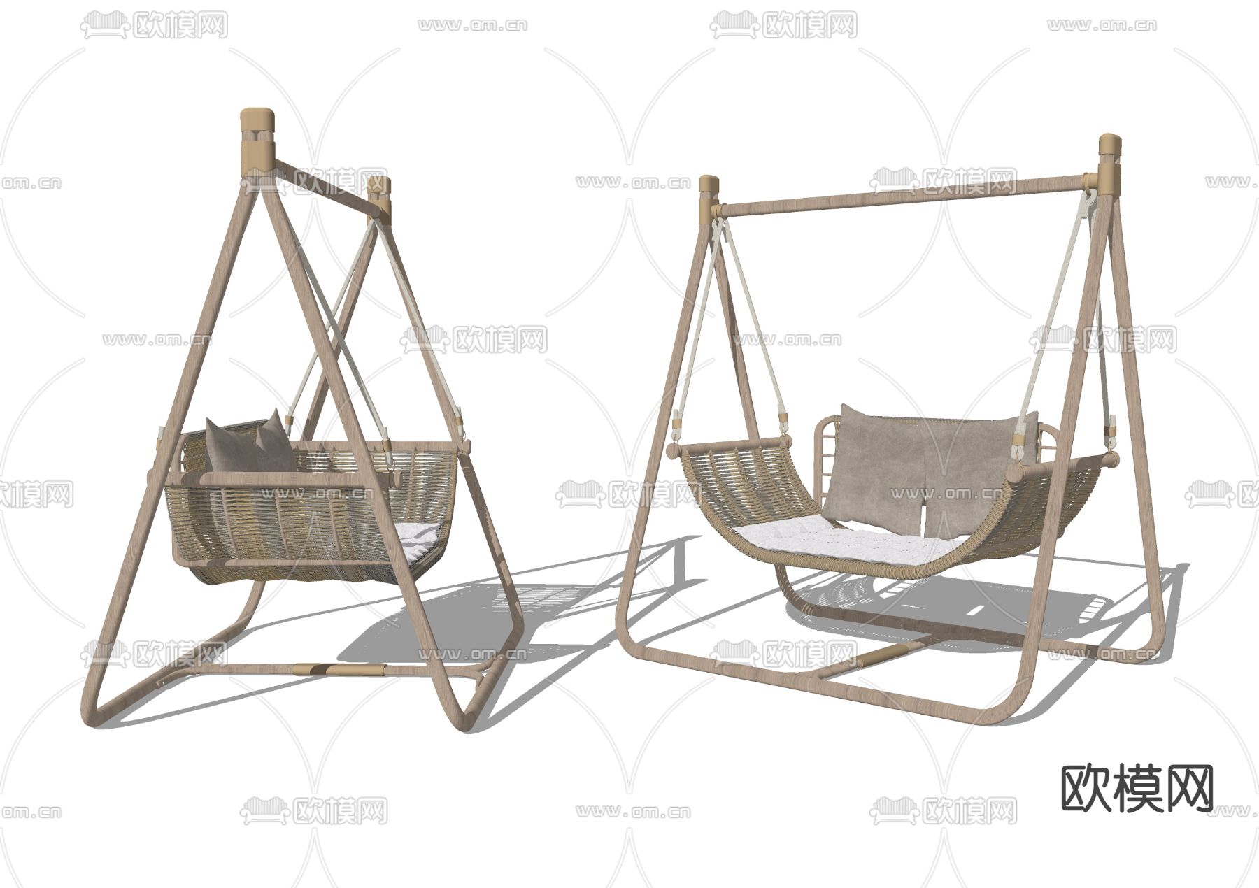 现代秋千椅 吊椅su模型下载（渲染图2）