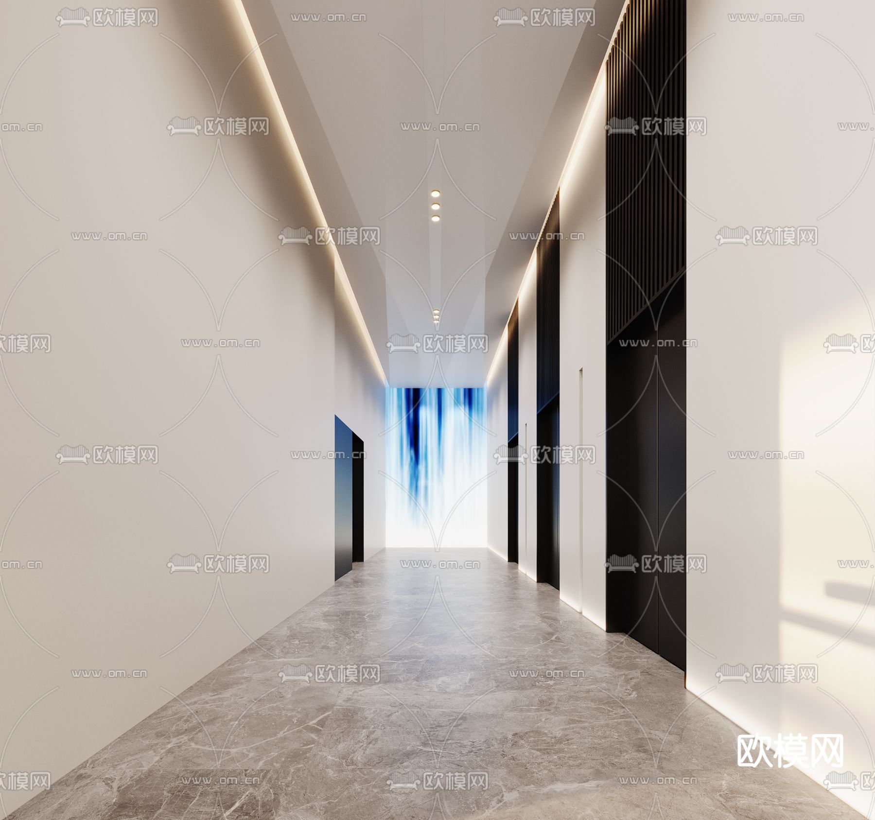 办公楼电梯间 电梯厅3d模型下载