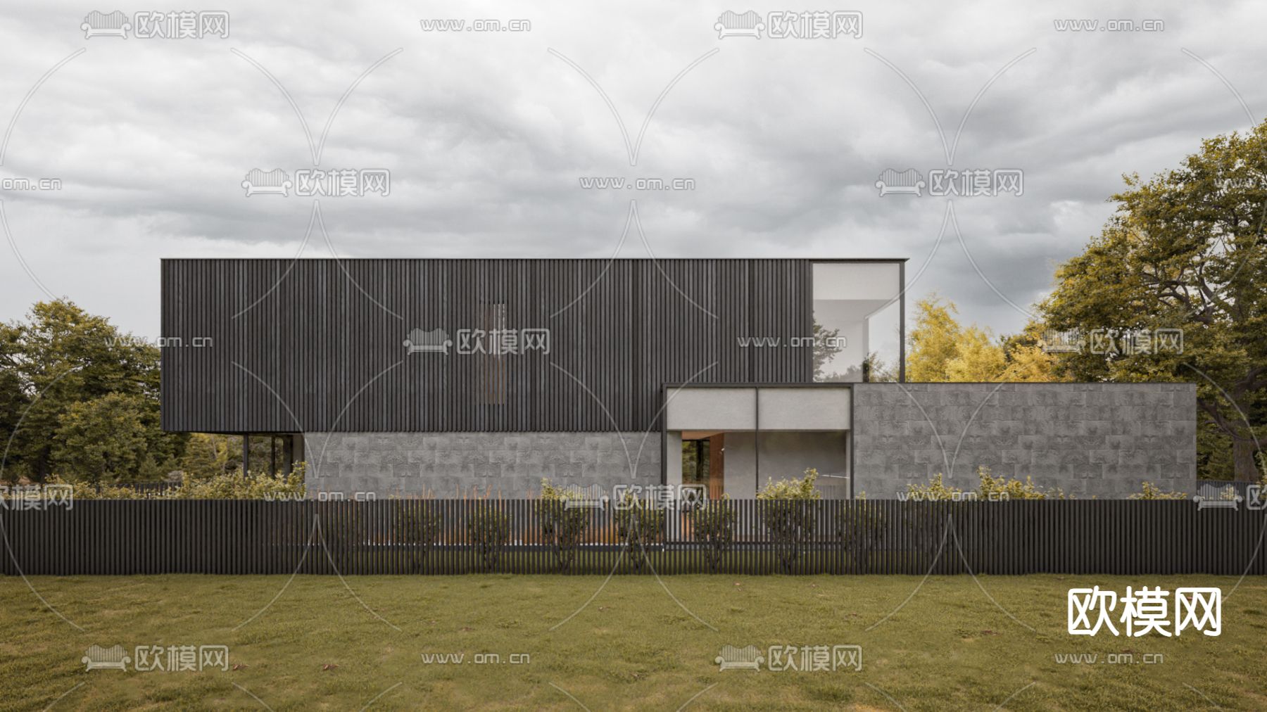 现代森林民宿 独栋别墅su模型下载（渲染图2）