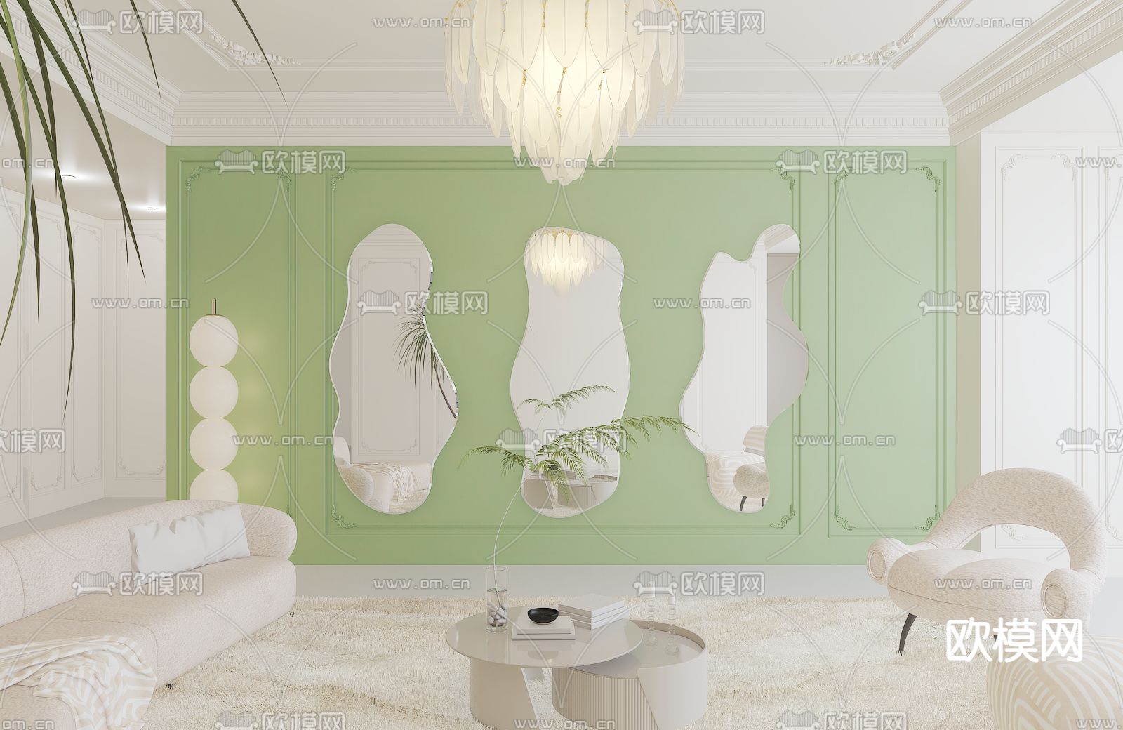 异形镜子 装饰镜免费3d模型下载（渲染图2）