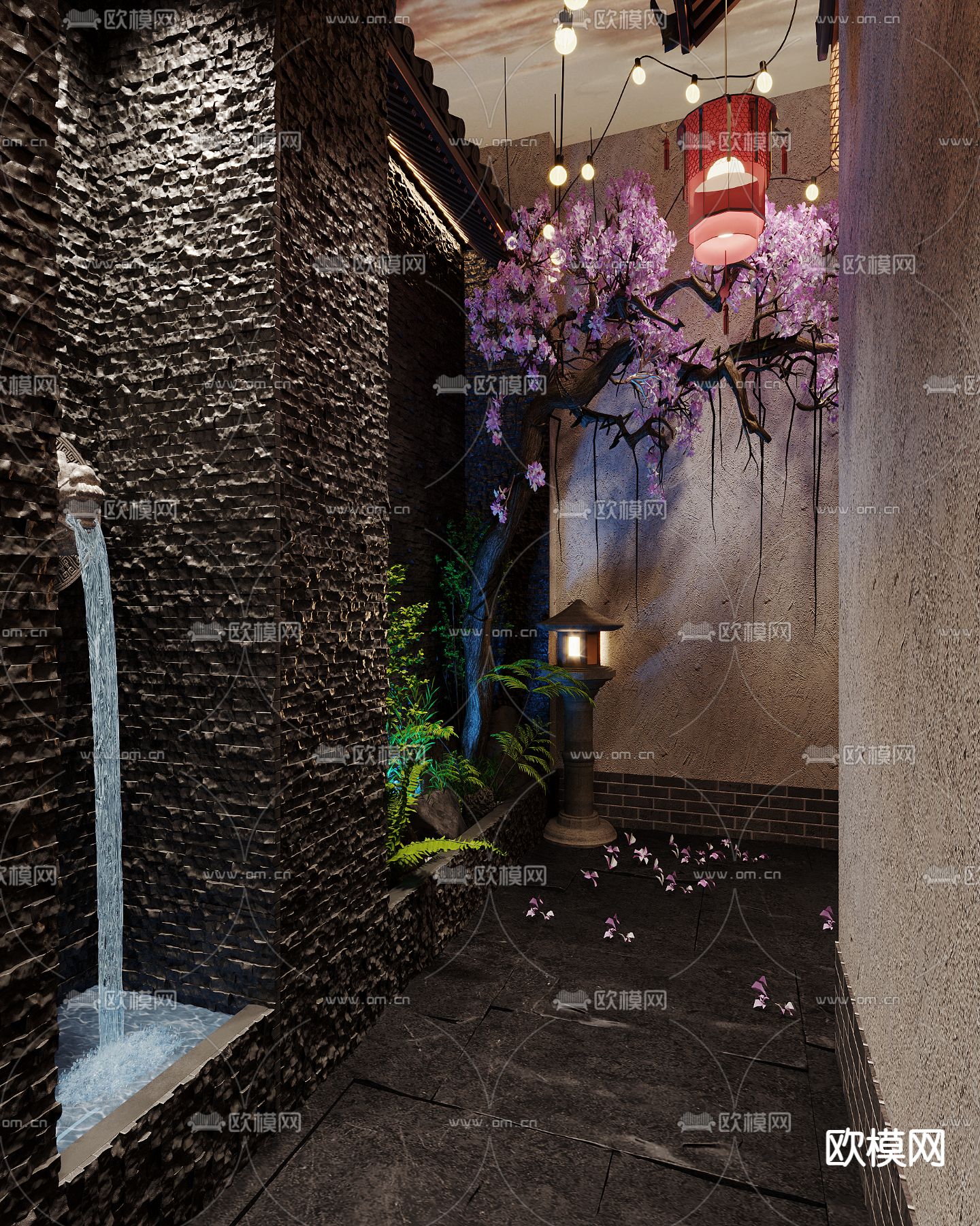 中式剧本杀 走廊过道3d模型下载（渲染图3）