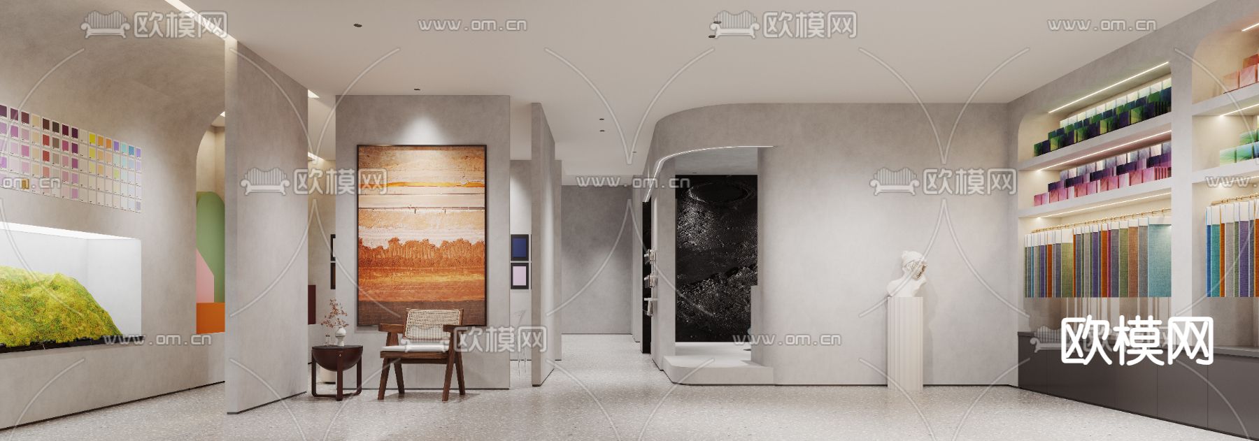 布料展厅 家纺店3d模型下载（渲染图3）