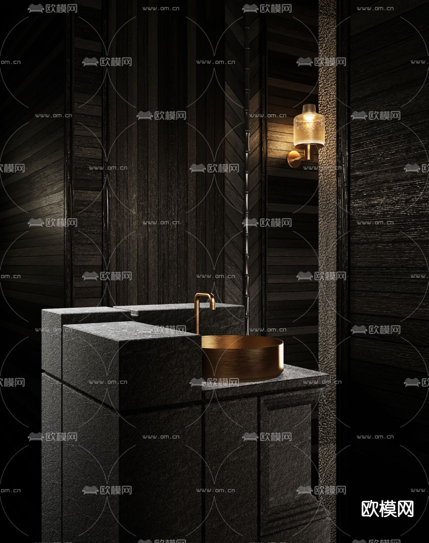 新中式台盆 洗手盆3d模型下载