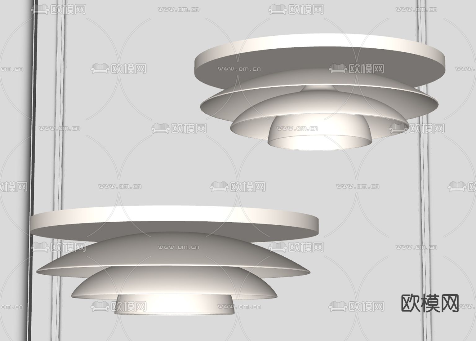 奶油风吸顶灯su模型下载（渲染图2）