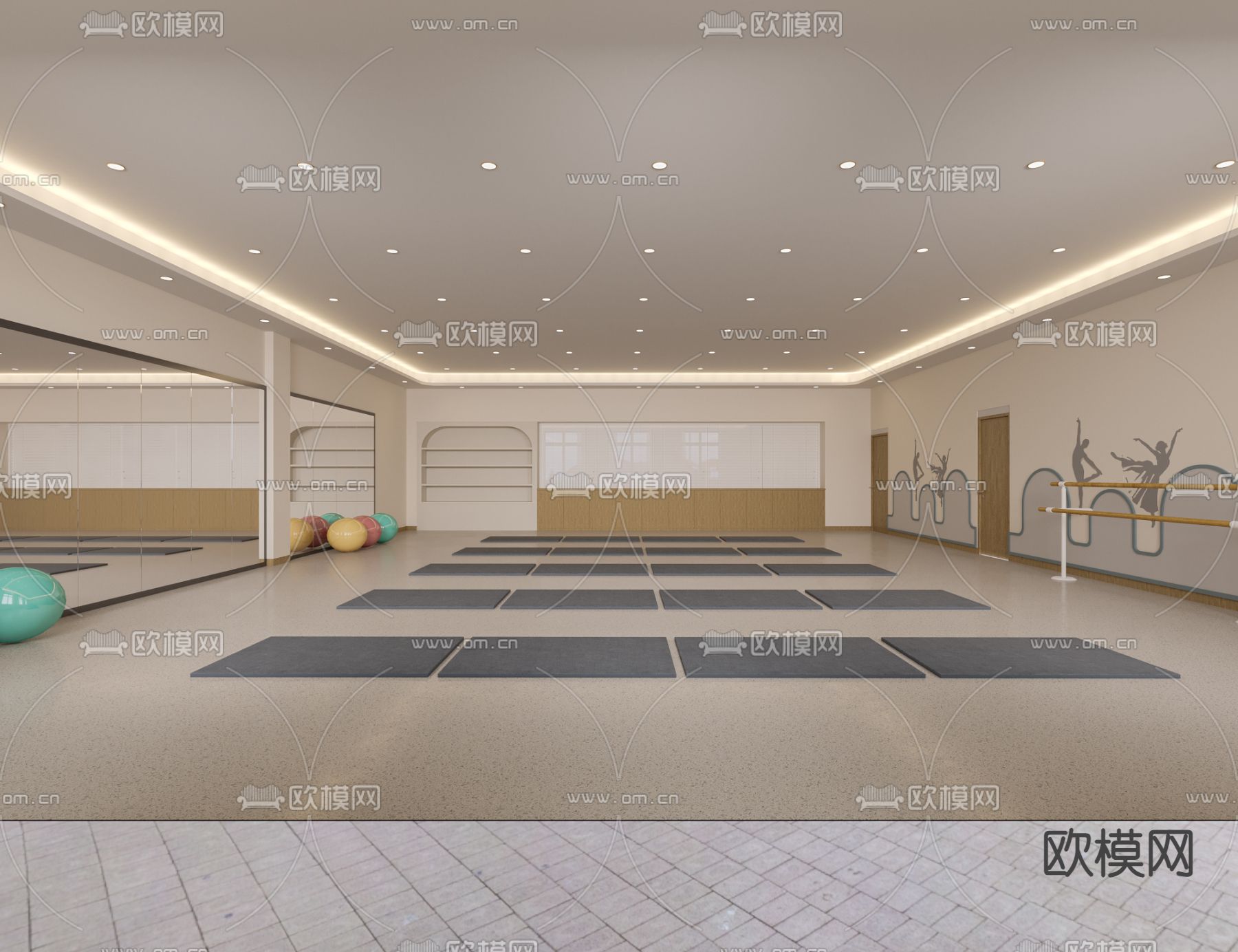 少儿舞蹈教室3d模型下载（渲染图1）