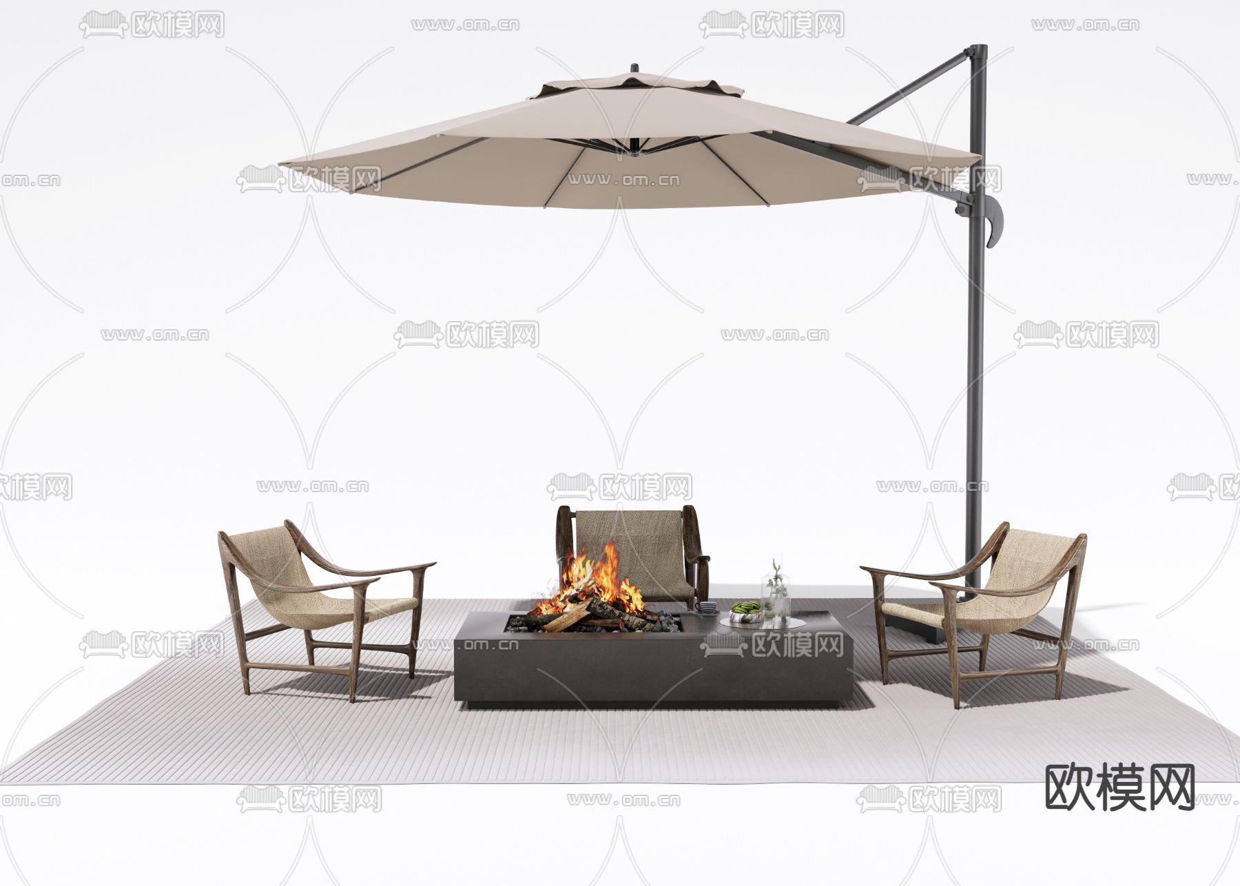 户外桌椅 露营桌椅 遮阳伞3d模型下载