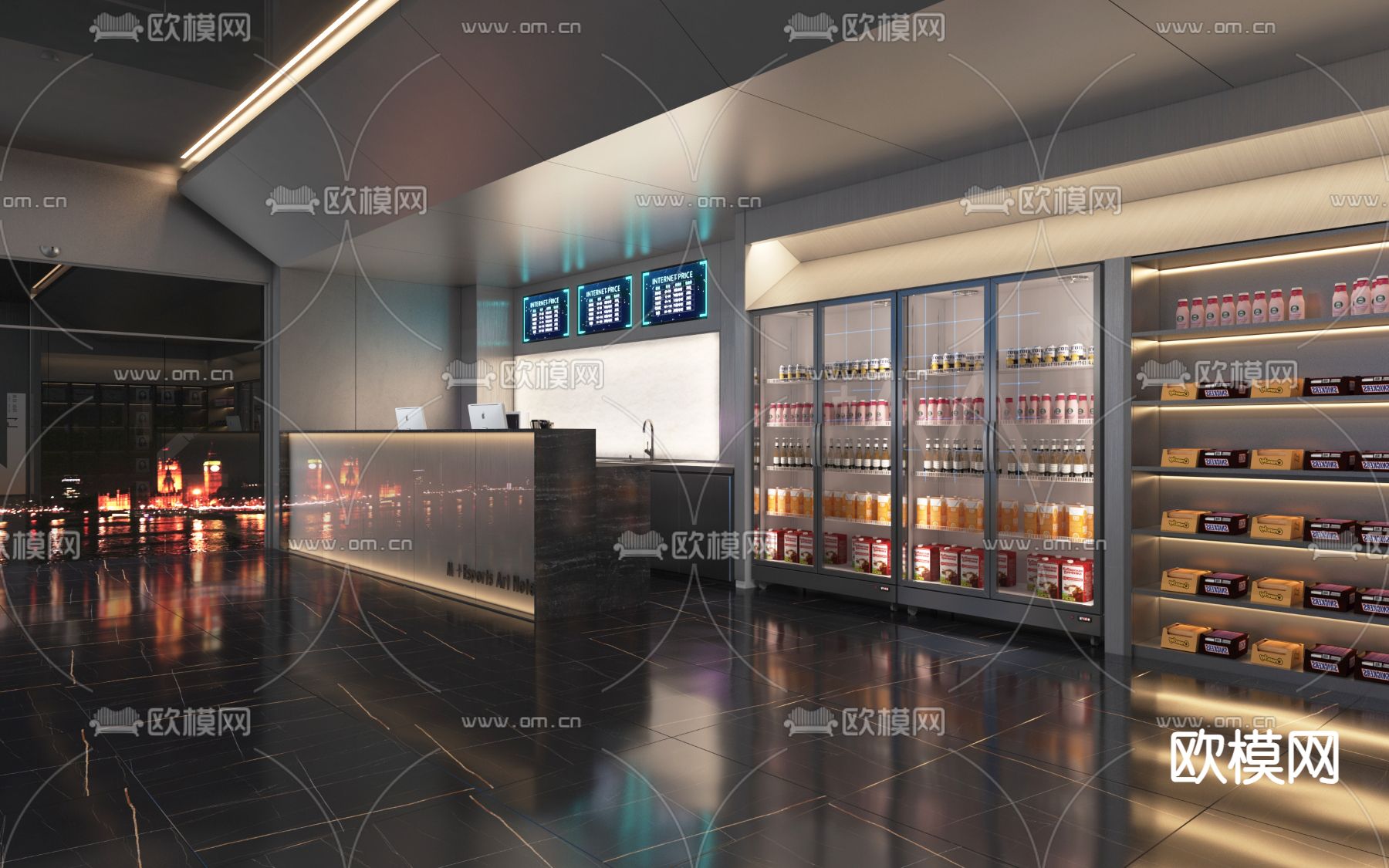 电竞馆 网咖 网吧3d模型下载（渲染图1）