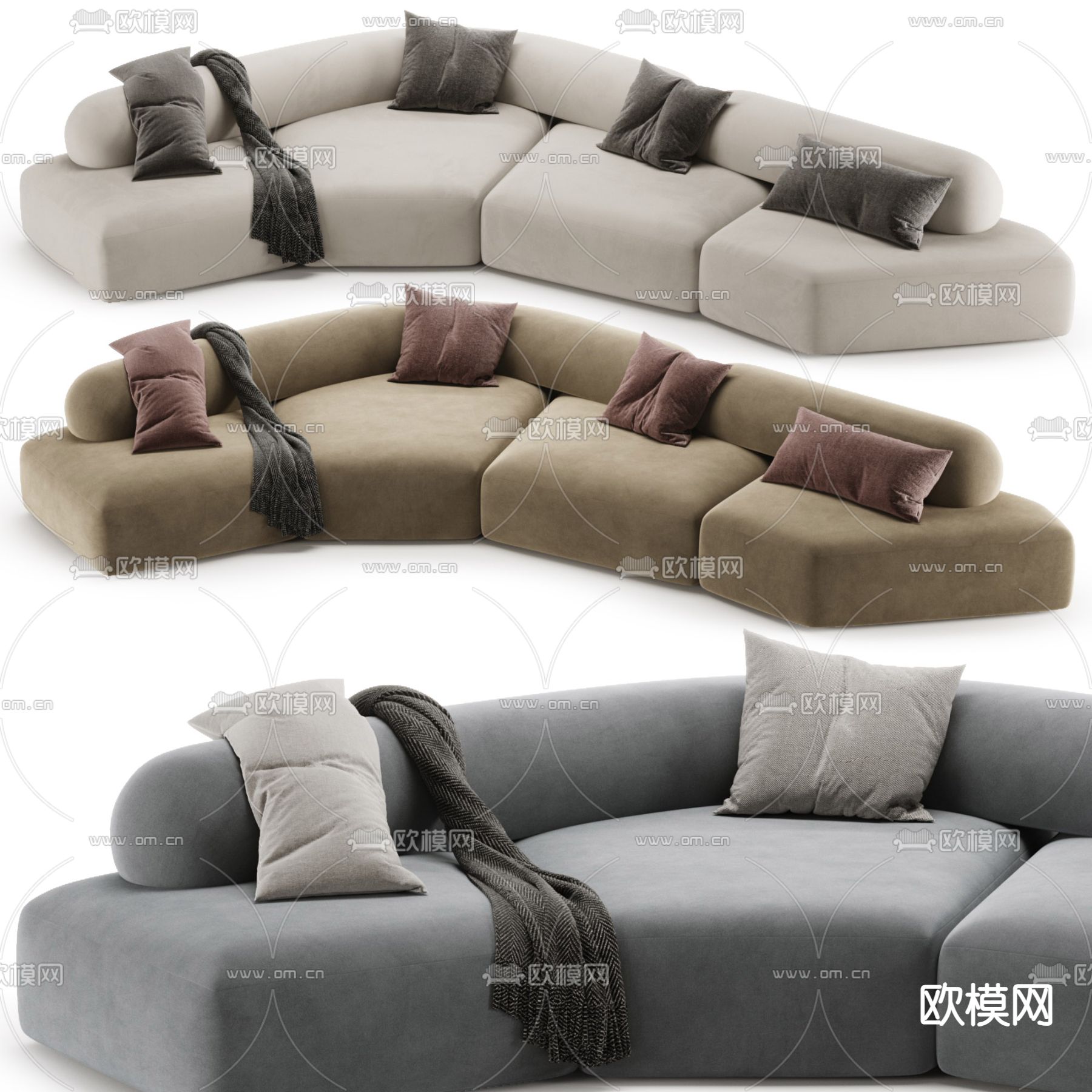 多人沙发 岛屿沙发3d模型下载