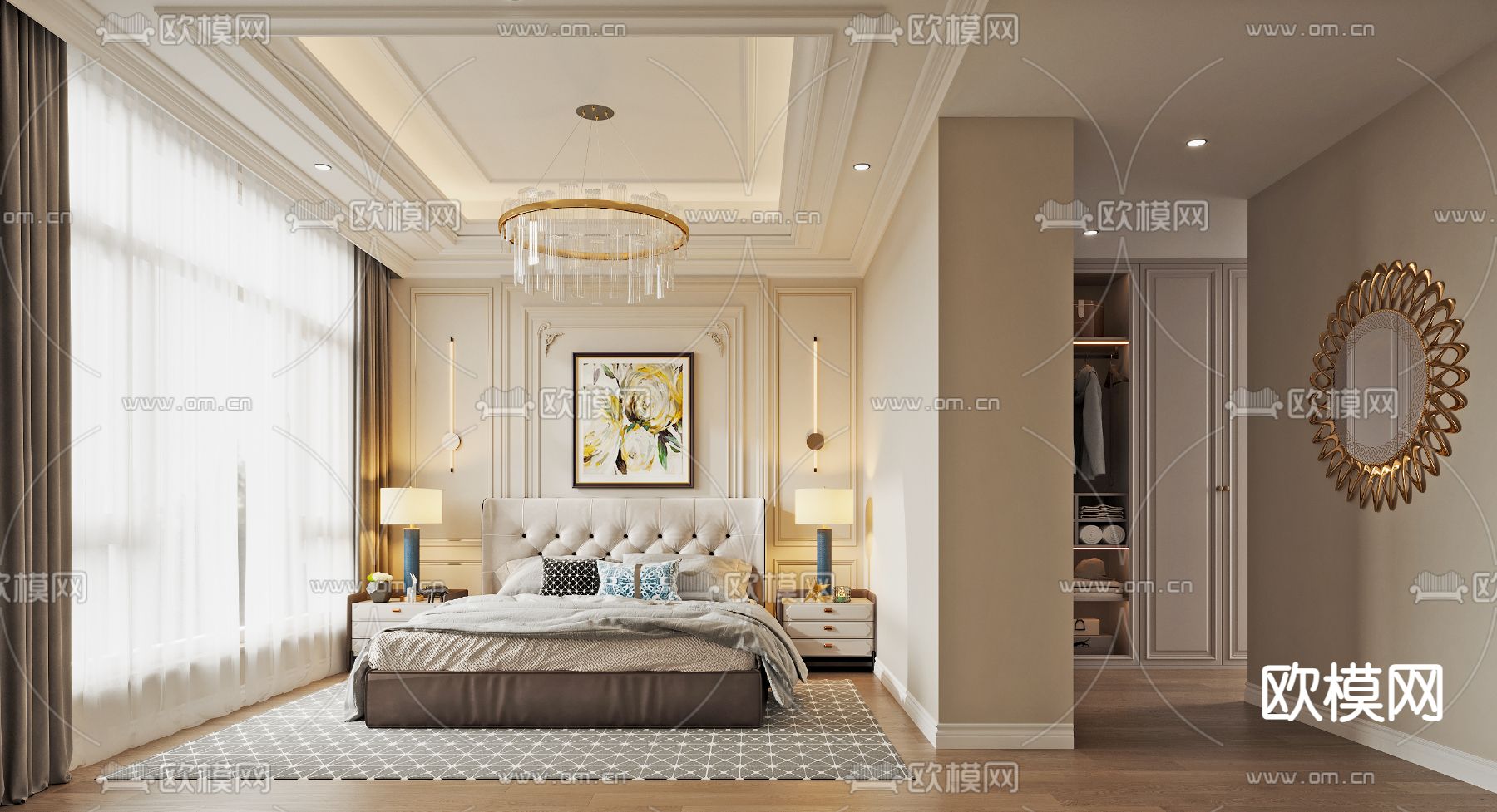 轻奢卧室 主卧 主人房3d模型下载